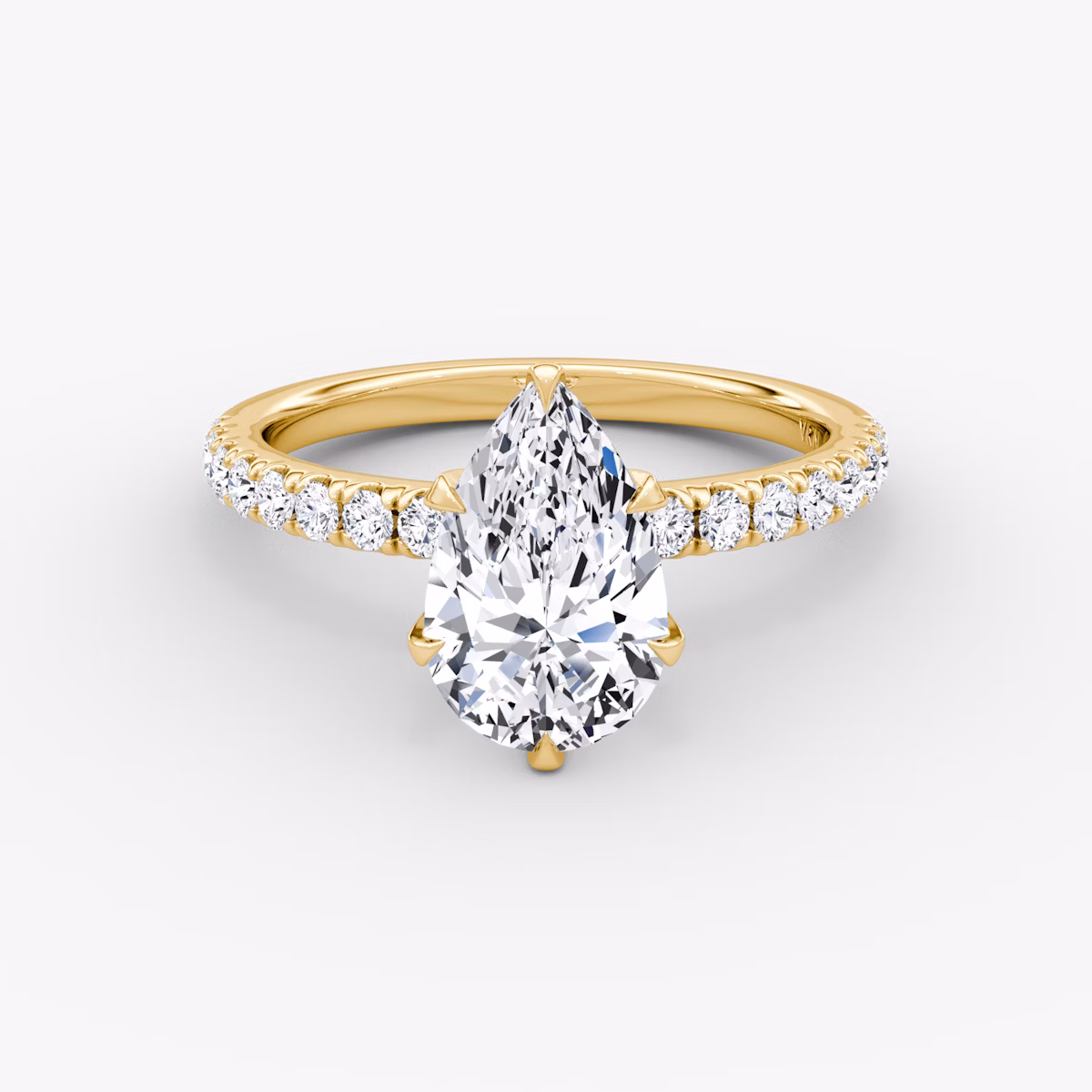 The V | Pear | 18k | Yellow Gold | bandAccent: Pavé | diamondOrientation: vertical | caratWeight: other