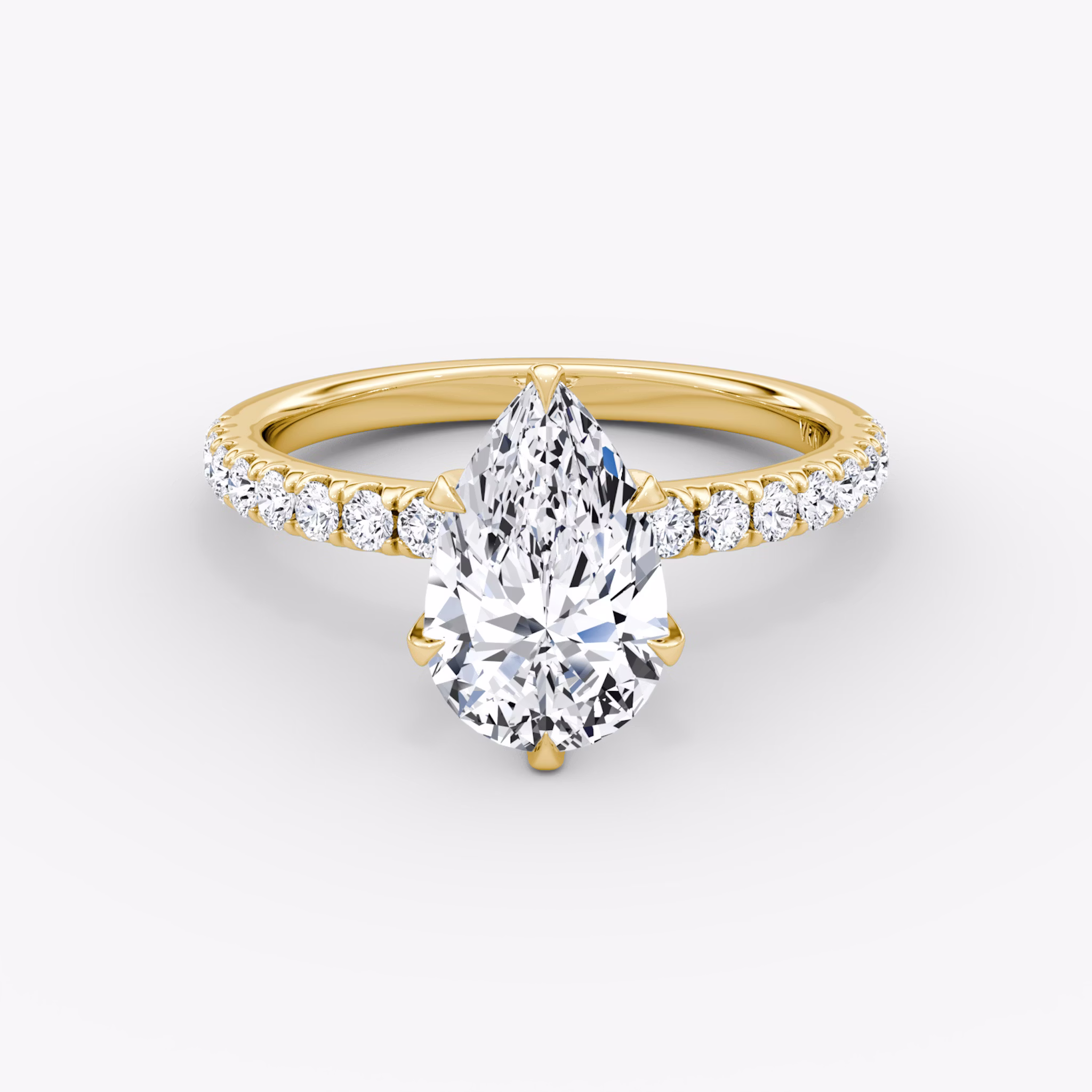 The V | Pear | 18k | Yellow Gold | bandAccent: Pavé | diamondOrientation: vertical | caratWeight: other