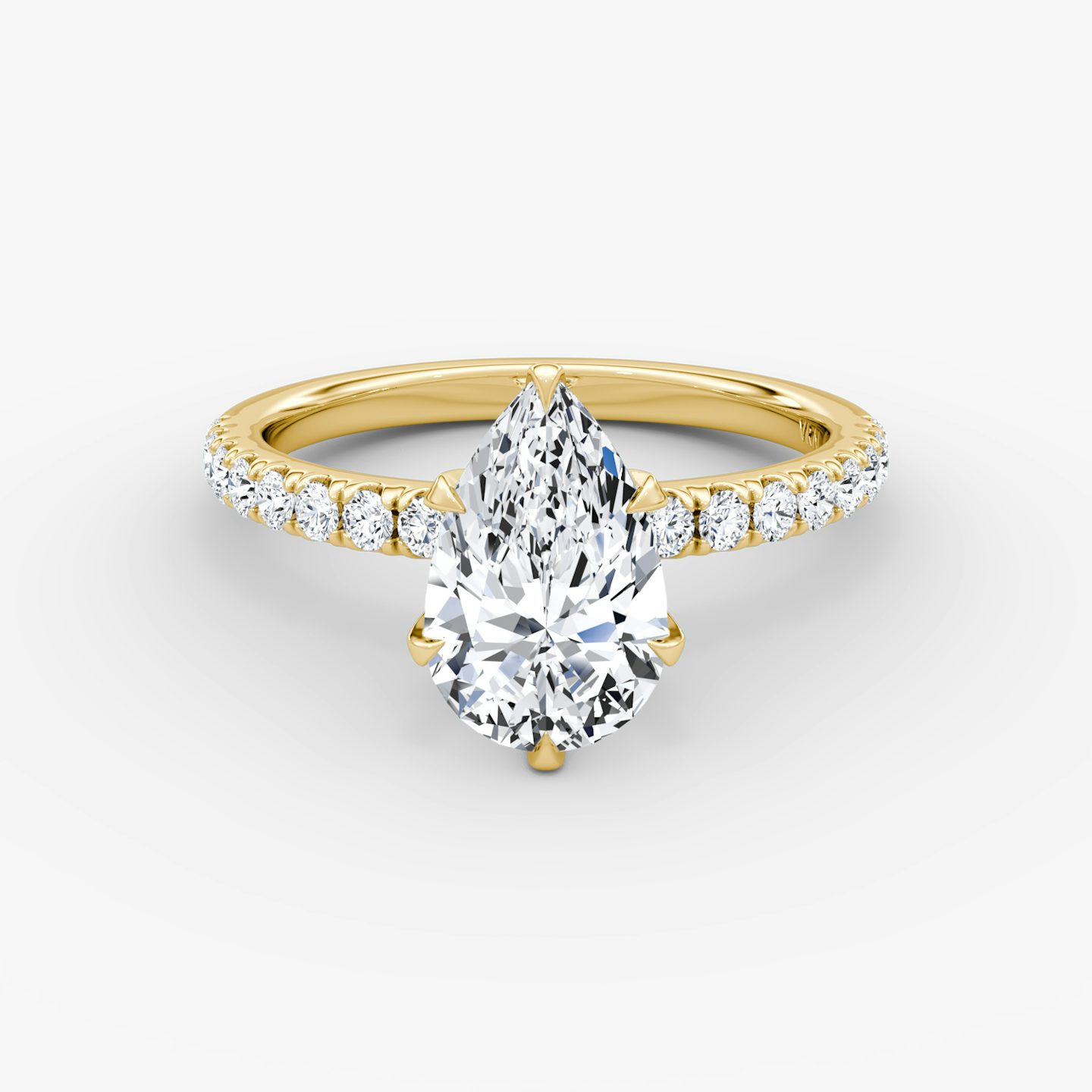 The V | Pear | 18k | Yellow Gold | bandAccent: Pavé | diamondOrientation: vertical | caratWeight: other