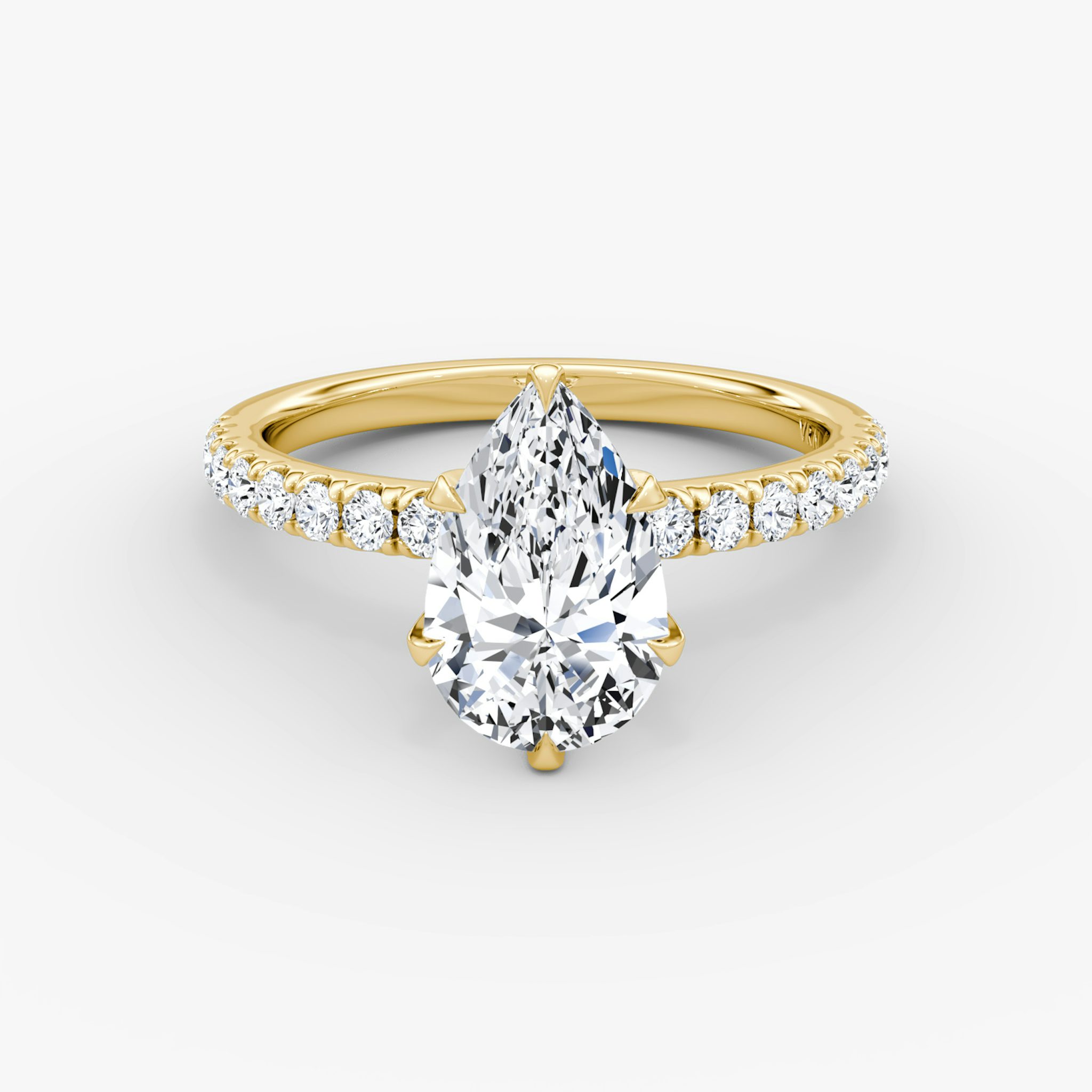 The V | Pear | 18k | Yellow Gold | bandAccent: Pavé | diamondOrientation: vertical | caratWeight: other