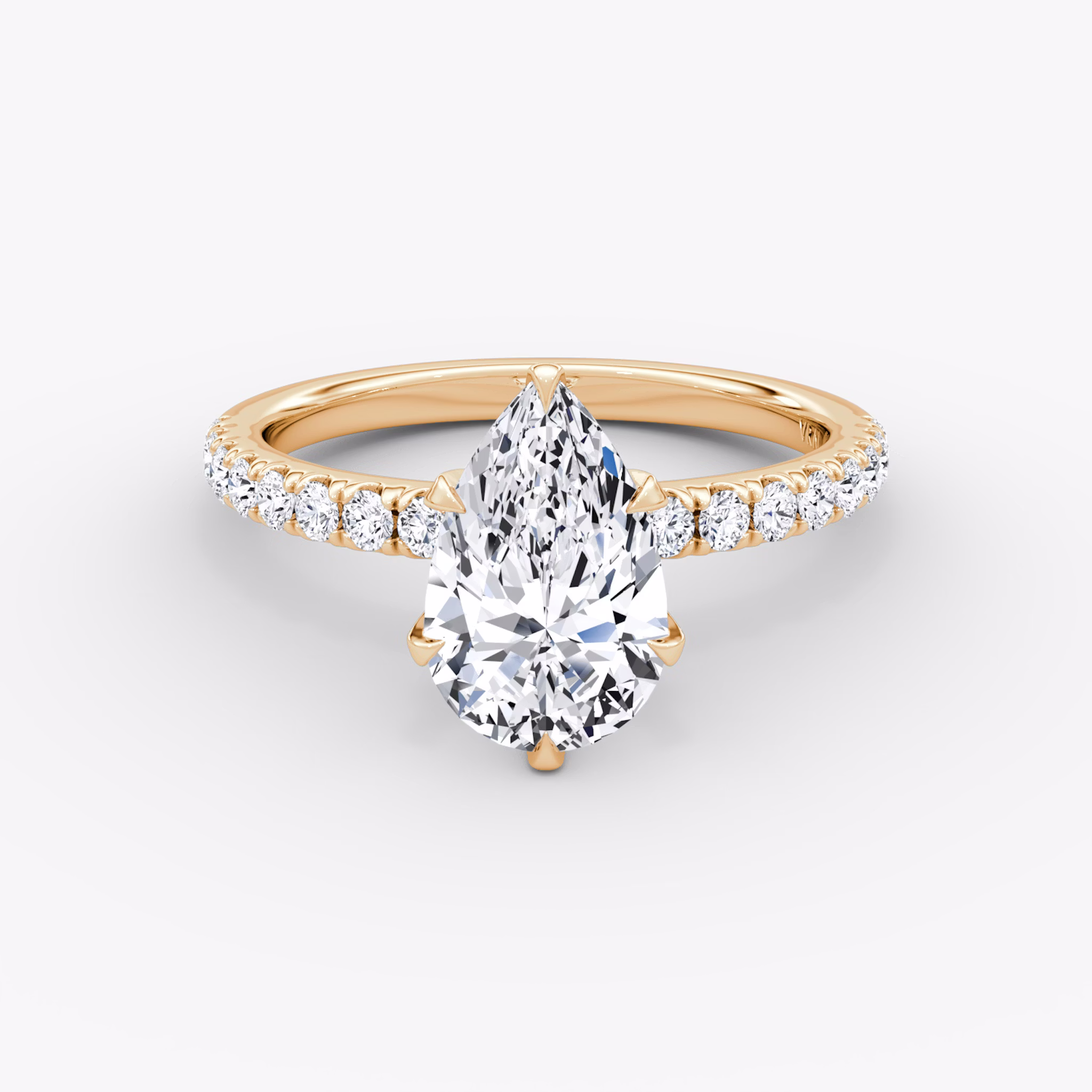 The V | Pear | 14k | Rose Gold | bandAccent: Pavé | diamondOrientation: vertical | caratWeight: other