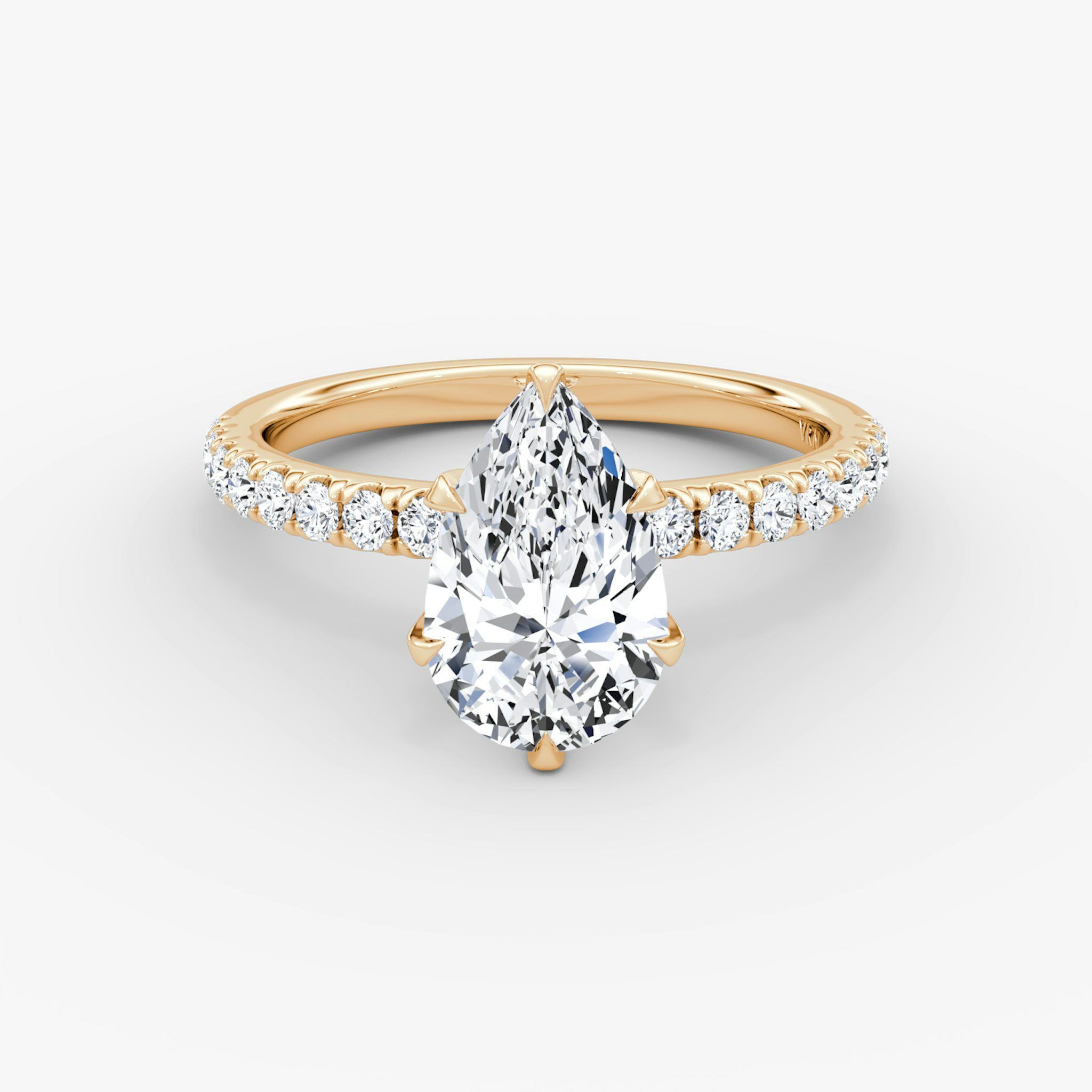 The V | Pear | 14k | Rose Gold | bandAccent: Pavé | diamondOrientation: vertical | caratWeight: other