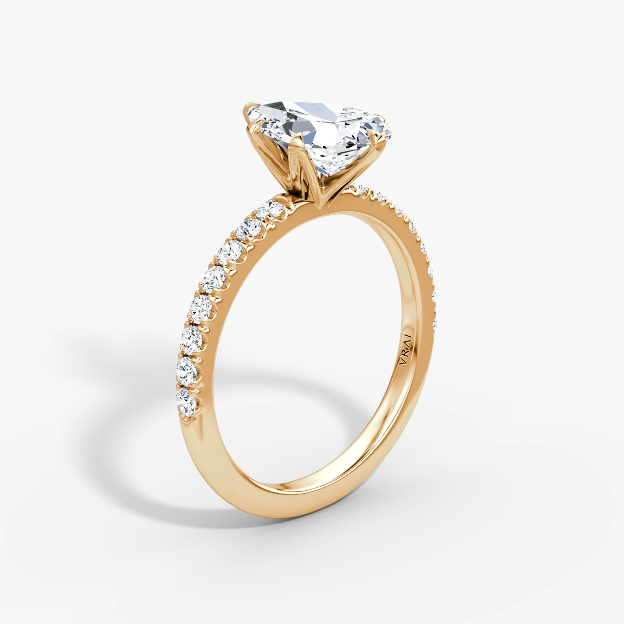 The V | Pear | 14k | Rose Gold | bandAccent: Pavé | diamondOrientation: vertical | caratWeight: other