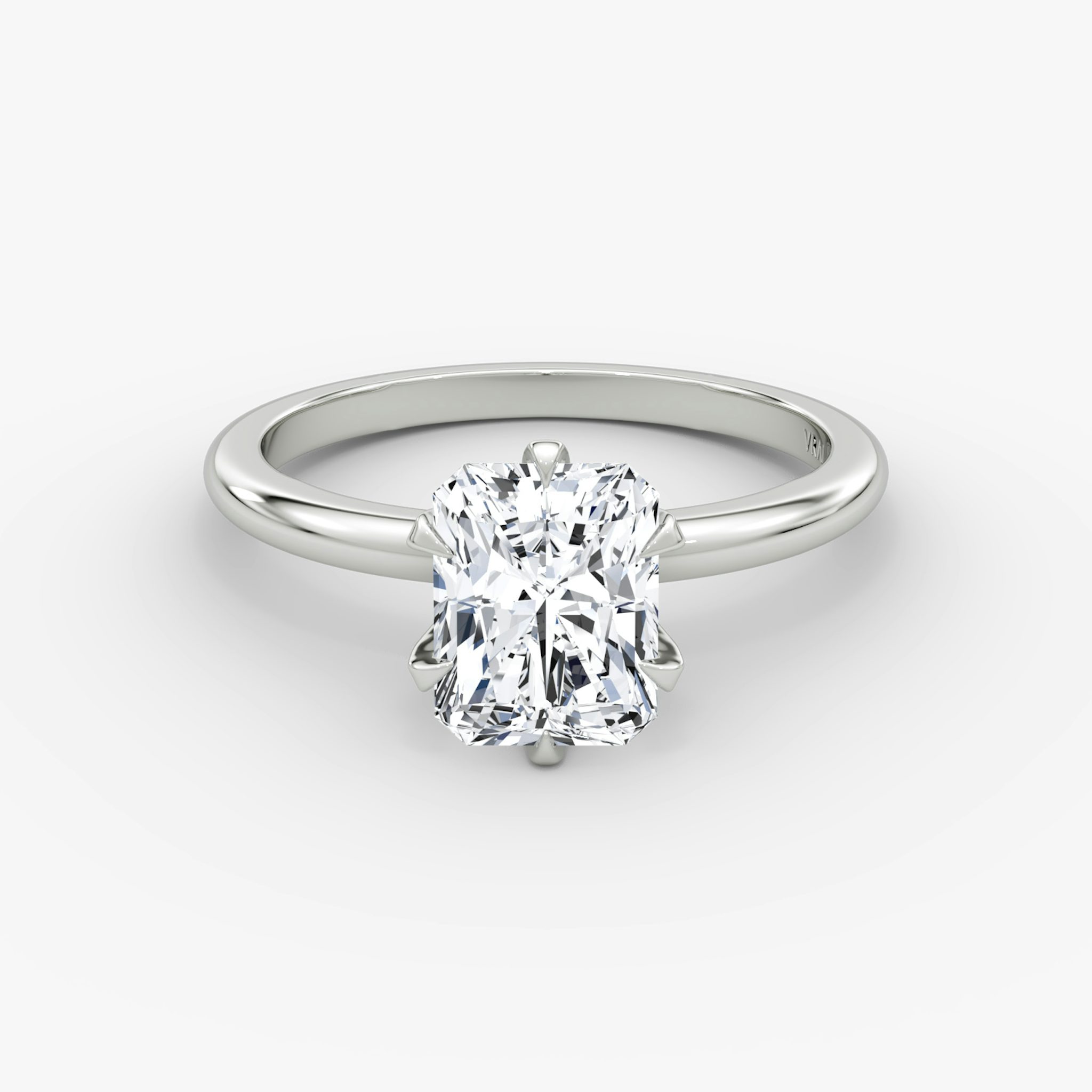 The V | Radiant | 18k | White Gold | bandAccent: Plain | diamondOrientation: vertical | caratWeight: other