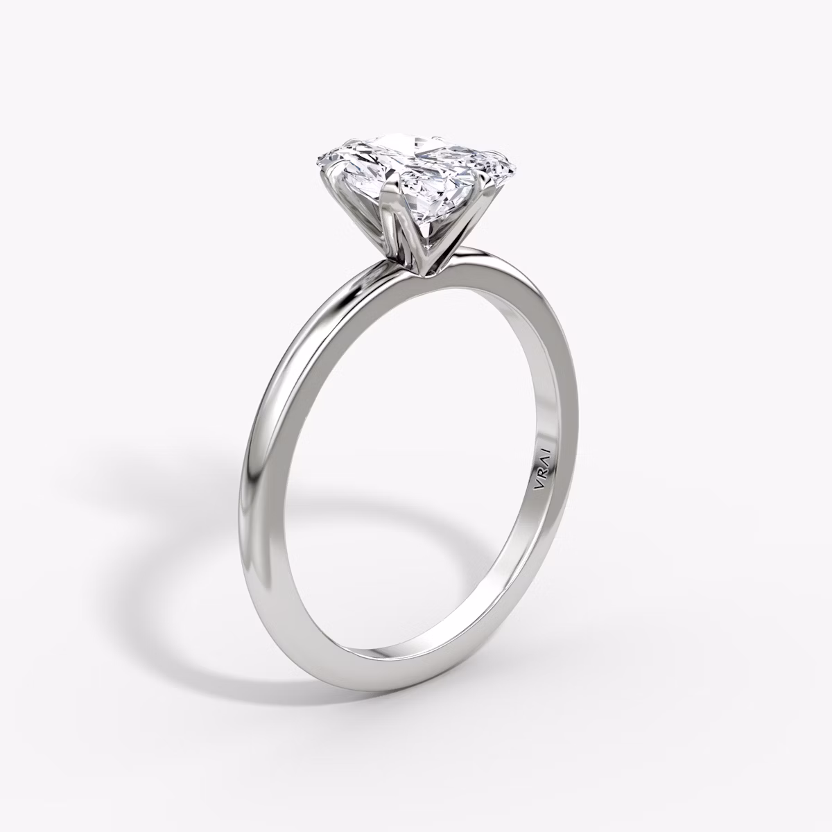 The V | Radiant | 18k | White Gold | bandAccent: Plain | diamondOrientation: vertical | caratWeight: other