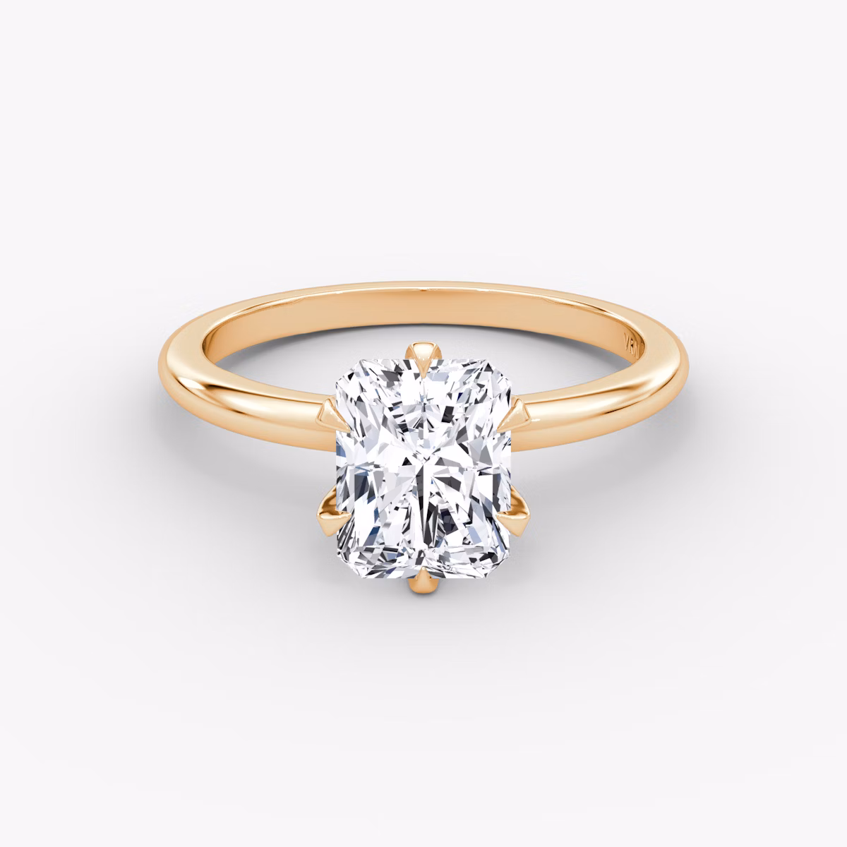 The V | Radiant | 14k | Rose Gold | bandAccent: Plain | diamondOrientation: vertical | caratWeight: other
