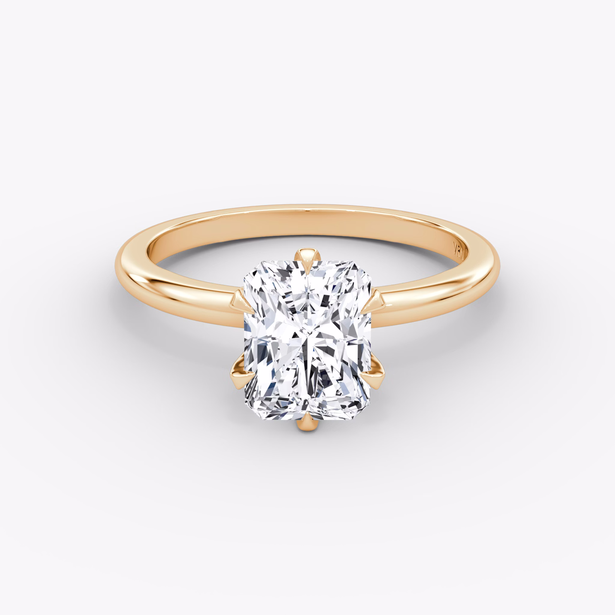 The V | Radiant | 14k | Rose Gold | bandAccent: Plain | diamondOrientation: vertical | caratWeight: other
