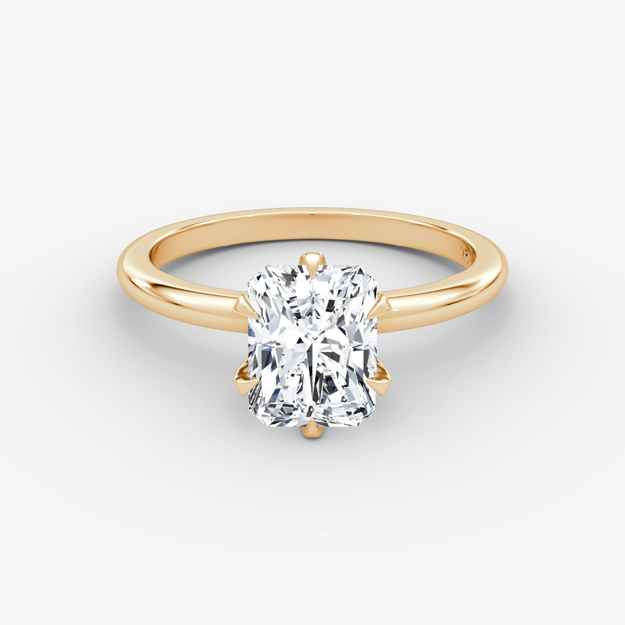 The V | Radiant | 14k | Rose Gold | bandAccent: Plain | diamondOrientation: vertical | caratWeight: other