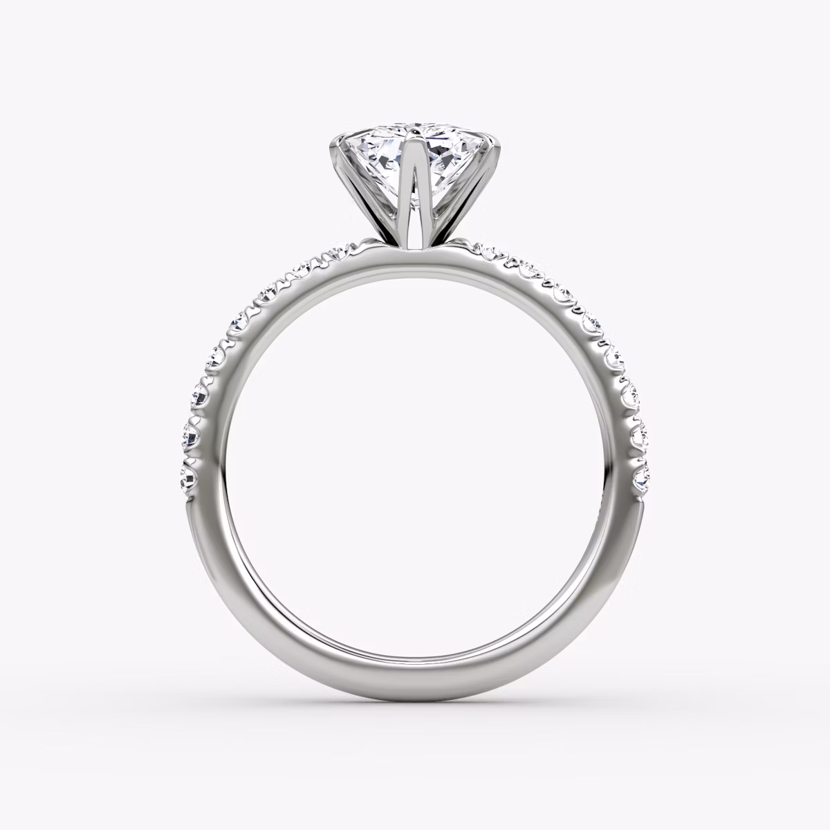 The V | Radiant | 18k | White Gold | bandAccent: Pavé | diamondOrientation: vertical | caratWeight: other