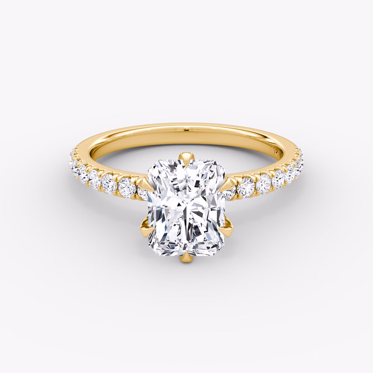 V | Radiante | 18k | Oro amarillo | bandAccent: Pavé | diamondOrientation: vertical | caratWeight: other