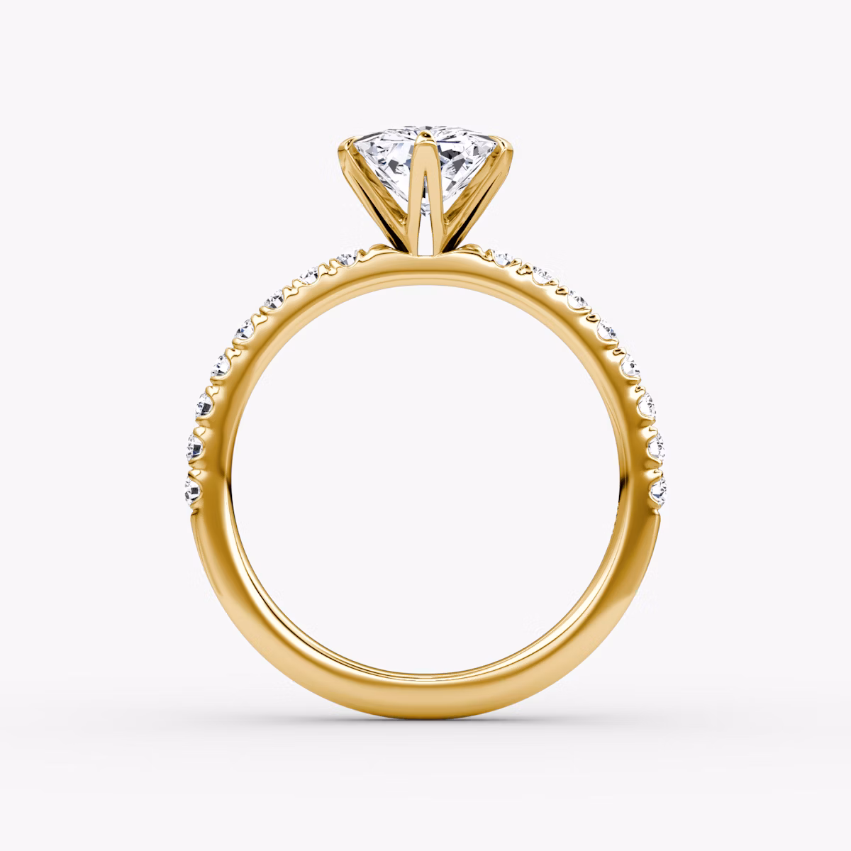 V | Radiante | 18k | Oro amarillo | bandAccent: Pavé | diamondOrientation: vertical | caratWeight: other