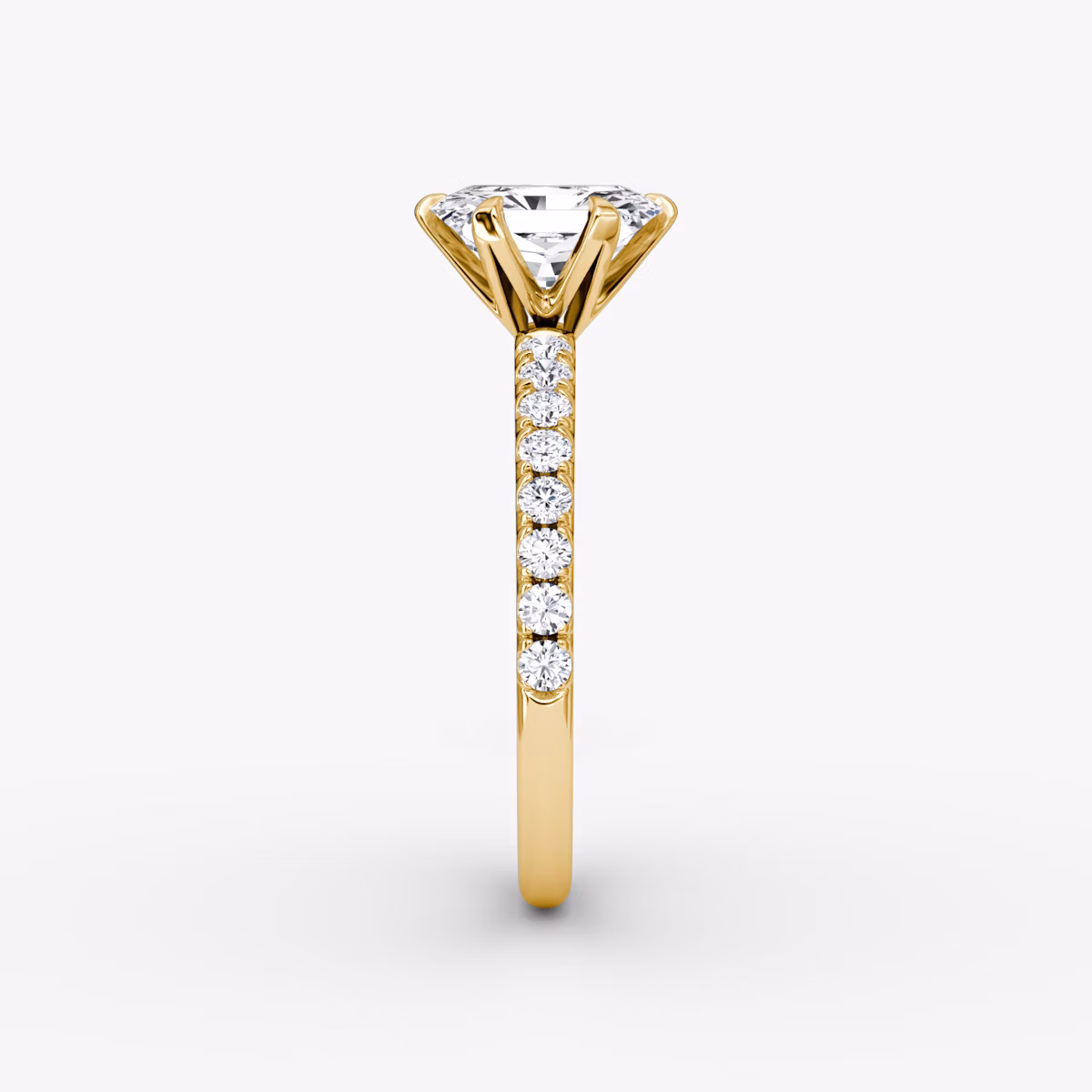 V | Radiante | 18k | Oro amarillo | bandAccent: Pavé | diamondOrientation: vertical | caratWeight: other