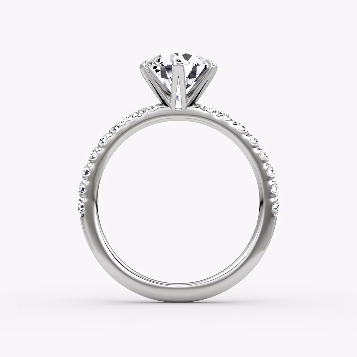 The V | Round Brilliant | 18k | White Gold | bandAccent: Pavé | caratWeight: other | diamondOrientation: vertical