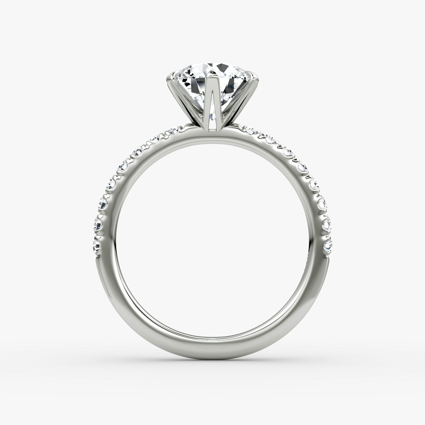 The V | Round Brilliant | 18k | White Gold | bandAccent: Pavé | caratWeight: 1.0ct | diamondOrientation: vertical
