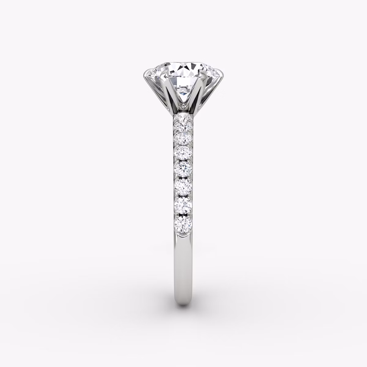 The V | Round Brilliant | 18k | White Gold | bandAccent: Pavé | caratWeight: other | diamondOrientation: vertical