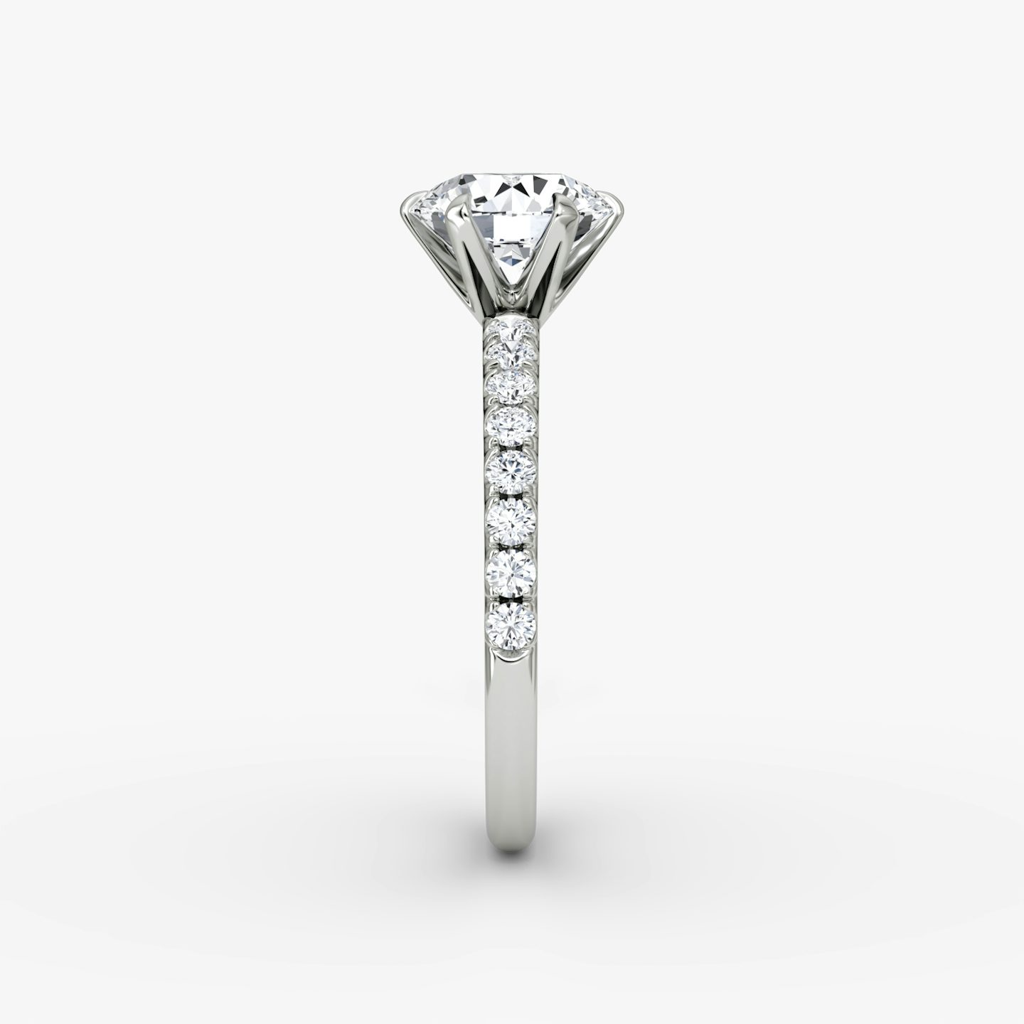 The V | Round Brilliant | 18k | White Gold | bandAccent: Pavé | caratWeight: 1.0ct | diamondOrientation: vertical
