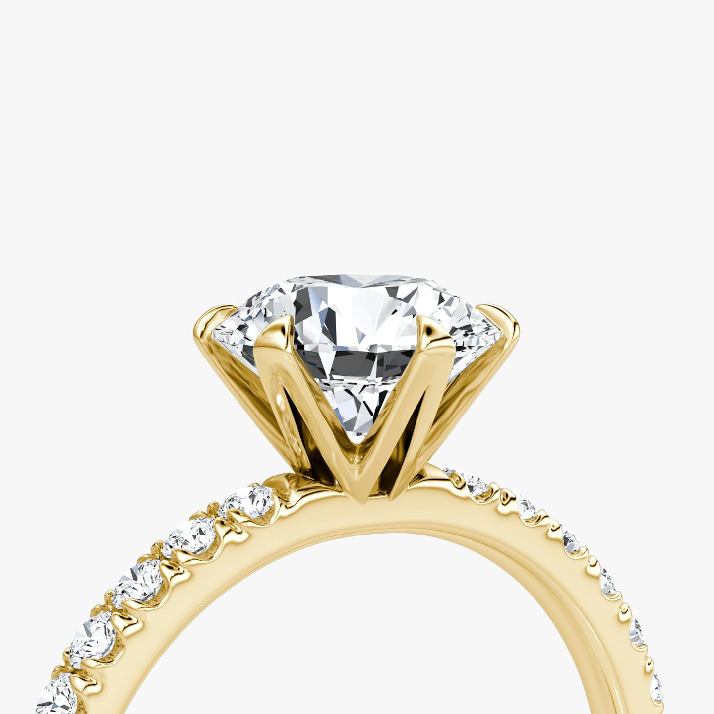 The V | Round Brilliant | 18k | Yellow Gold | bandAccent: Pavé | caratWeight: other | diamondOrientation: vertical