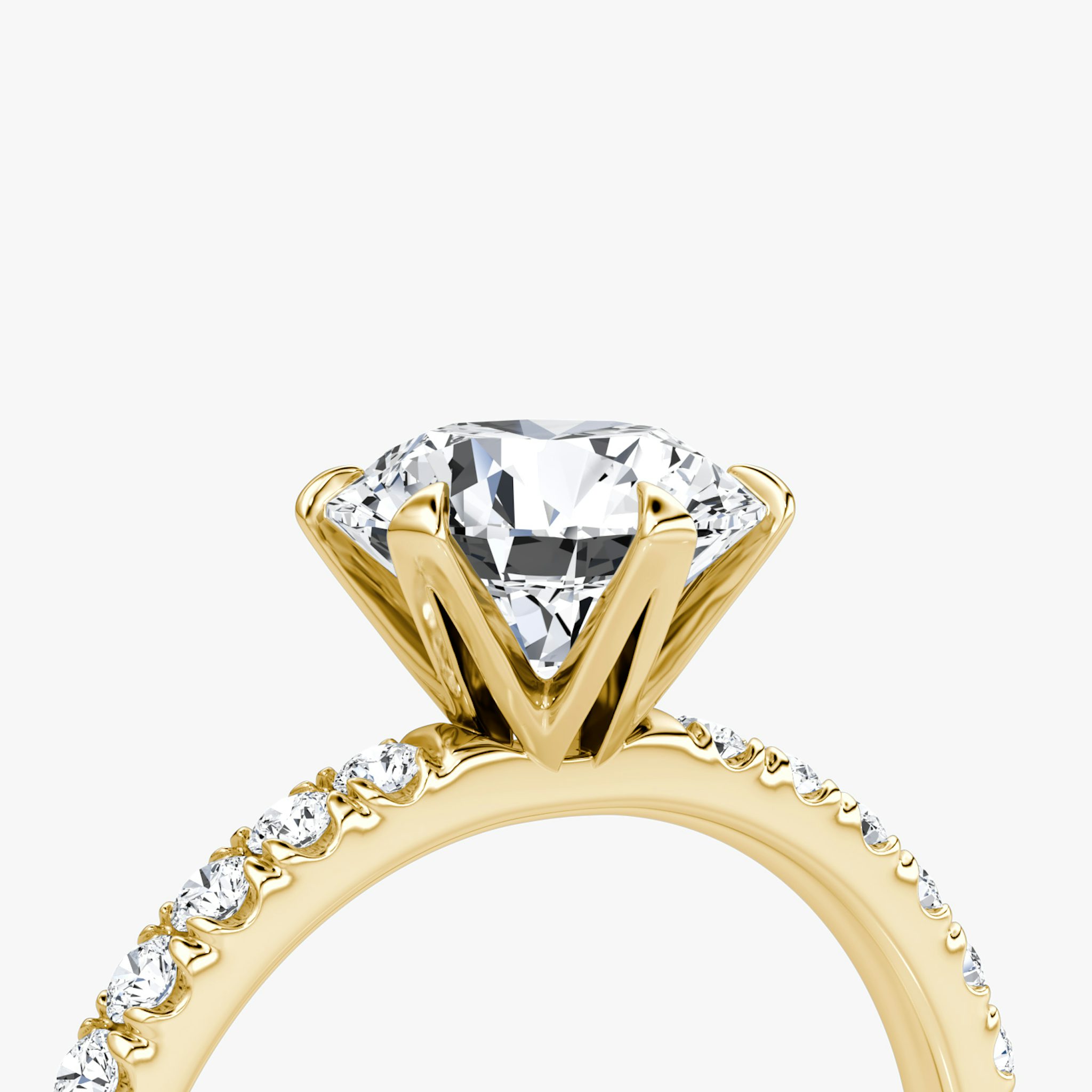 The V | Round Brilliant | 18k | Yellow Gold | bandAccent: Pavé | caratWeight: 1.0ct | diamondOrientation: vertical