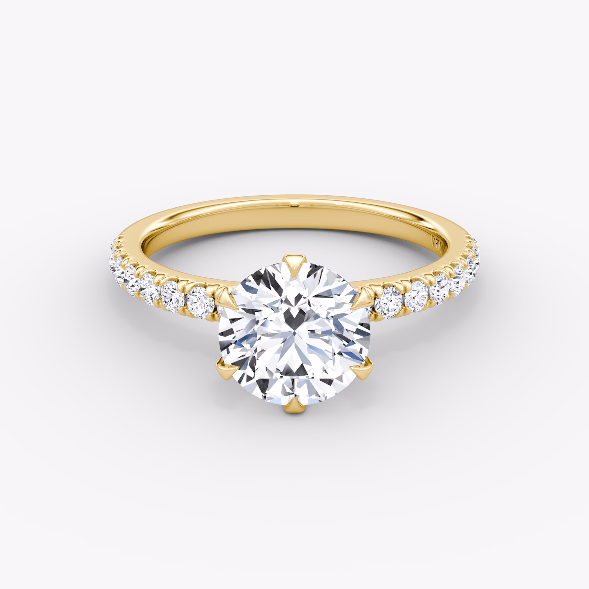 The V | Round Brilliant | 18k | Yellow Gold | bandAccent: Pavé | caratWeight: 1.0ct | diamondOrientation: vertical