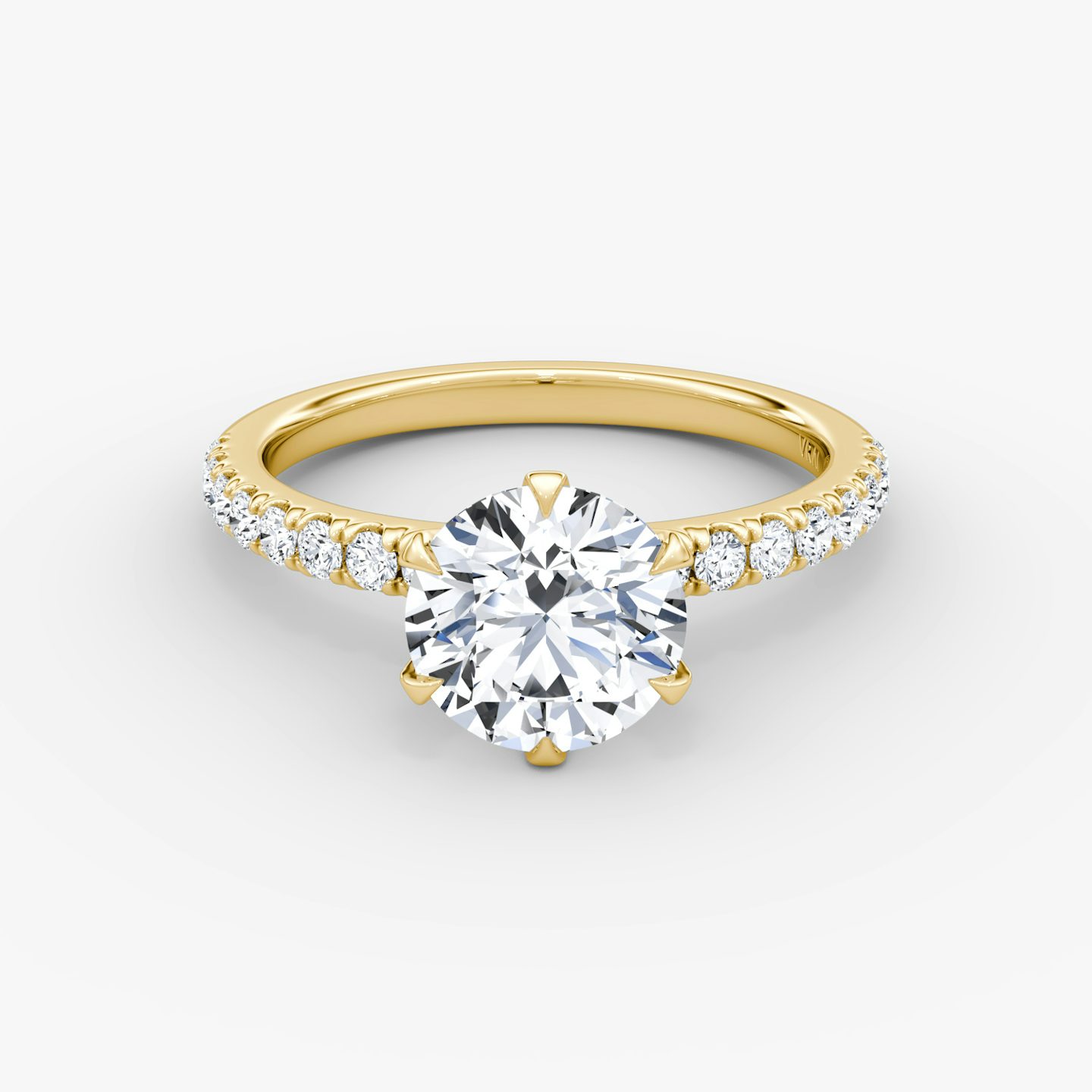 The V | Round Brilliant | 18k | Yellow Gold | bandAccent: Pavé | caratWeight: other | diamondOrientation: vertical