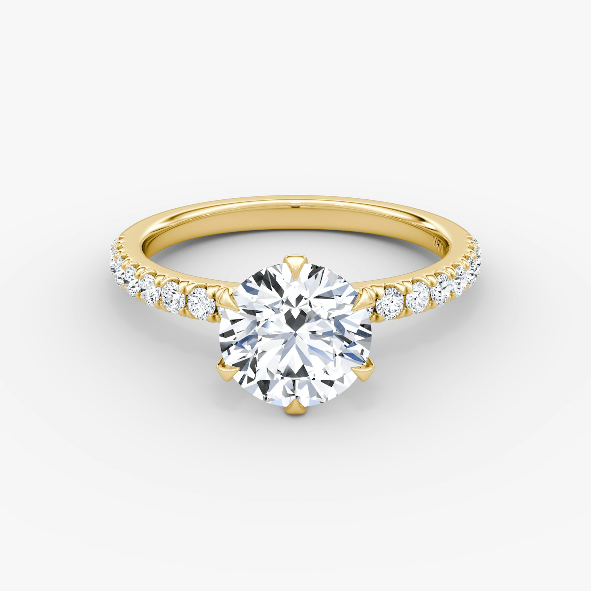The V | Round Brilliant | 18k | Yellow Gold | bandAccent: Pavé | caratWeight: 1.0ct | diamondOrientation: vertical