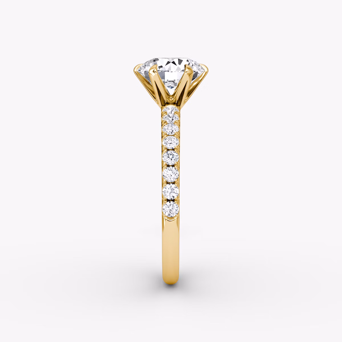 The V | Round Brilliant | 18k | Yellow Gold | bandAccent: Pavé | caratWeight: other | diamondOrientation: vertical