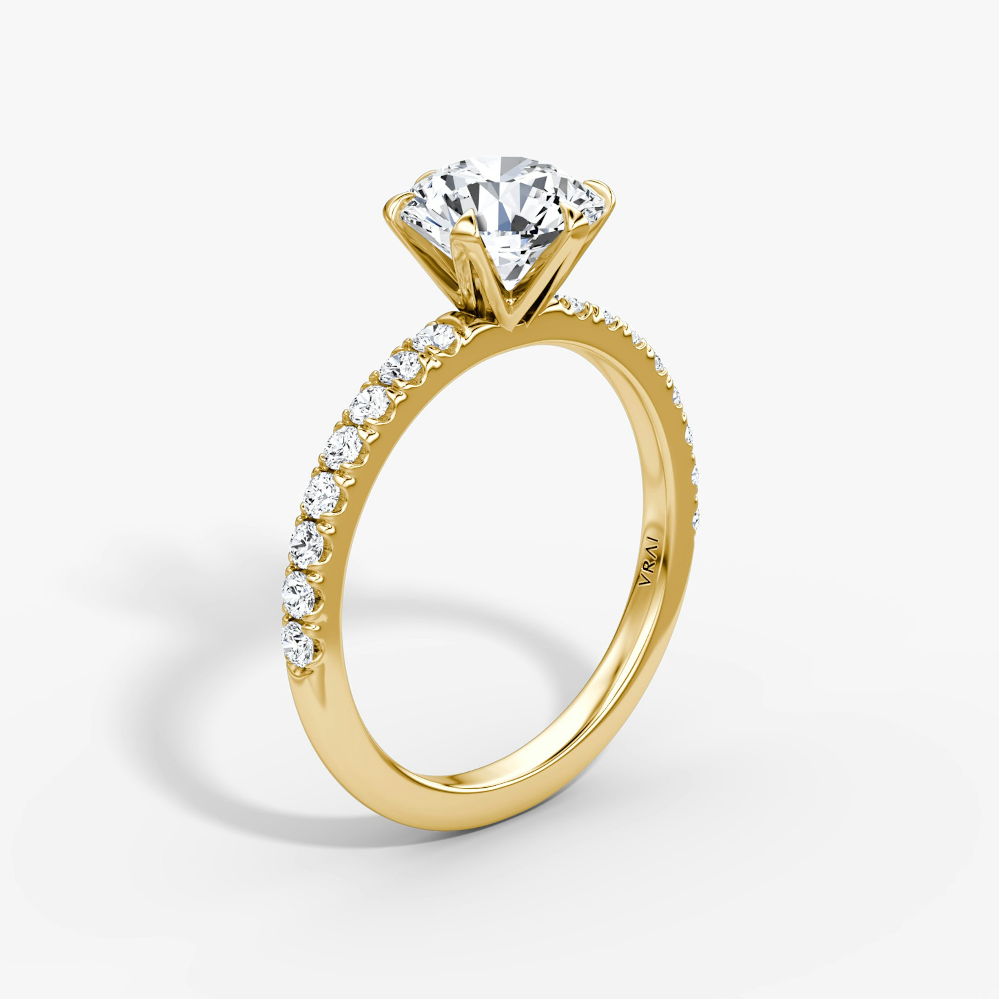 The V | Round Brilliant | 18k | Yellow Gold | bandAccent: Pavé | caratWeight: 1.0ct | diamondOrientation: vertical