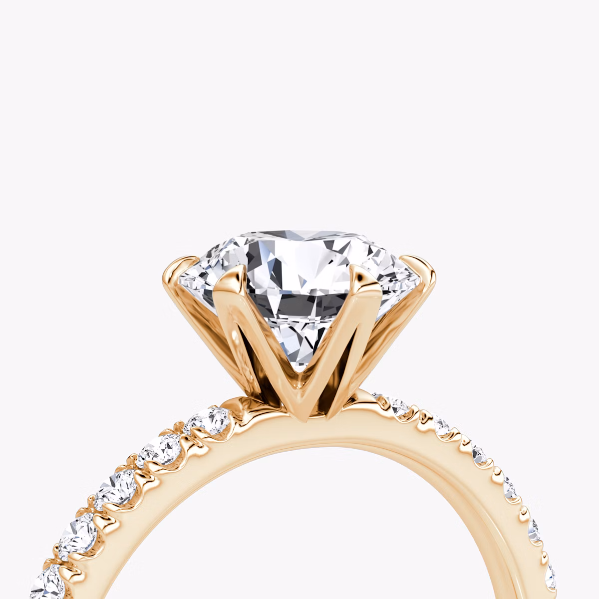 The V | Round Brilliant | 14k | Rose Gold | bandAccent: Pavé | caratWeight: 1.0ct | diamondOrientation: vertical