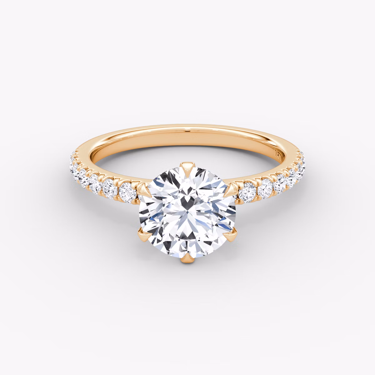 The V | Round Brilliant | 14k | Rose Gold | bandAccent: Pavé | caratWeight: 1.0ct | diamondOrientation: vertical