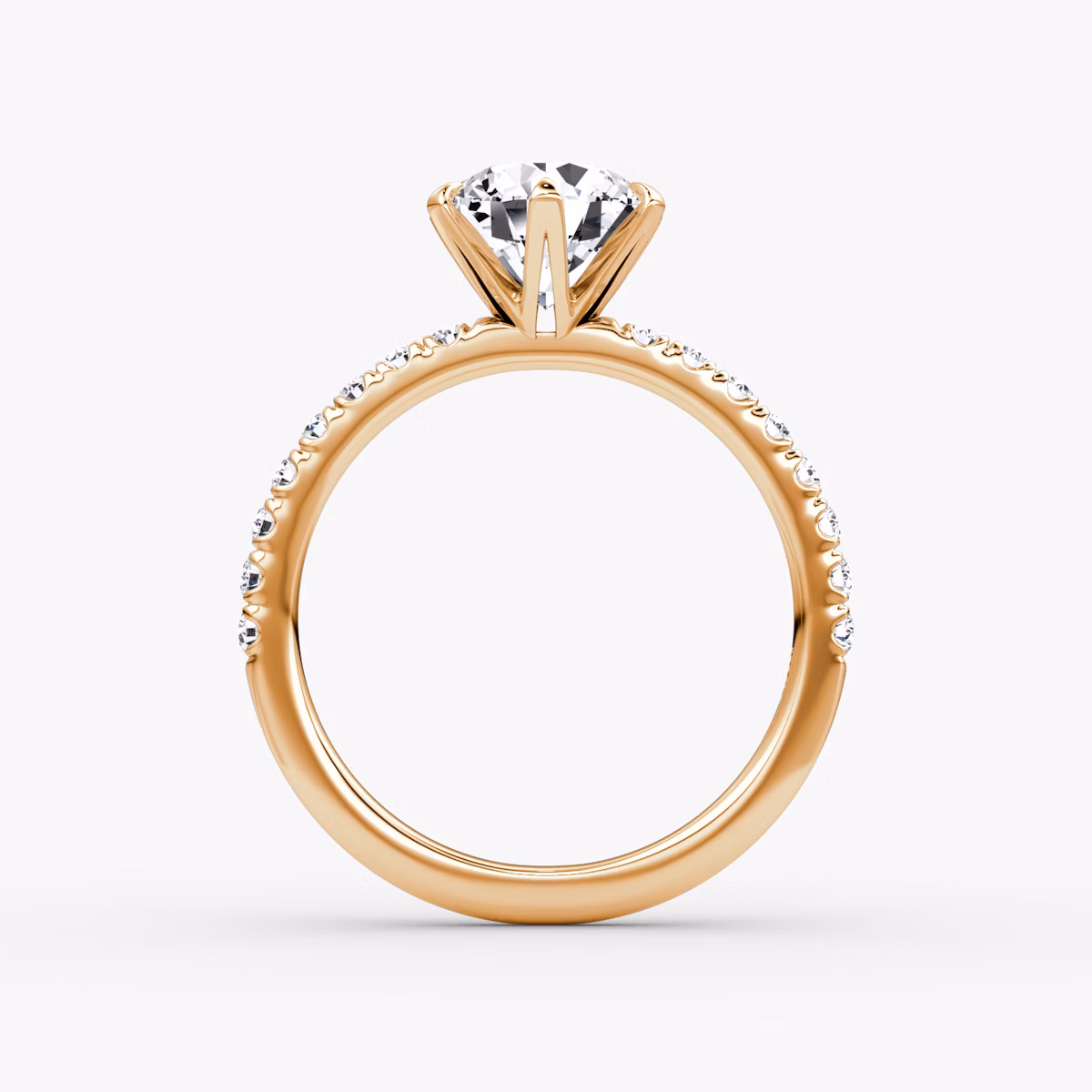 The V | Round Brilliant | 14k | Rose Gold | bandAccent: Pavé | caratWeight: 1.0ct | diamondOrientation: vertical