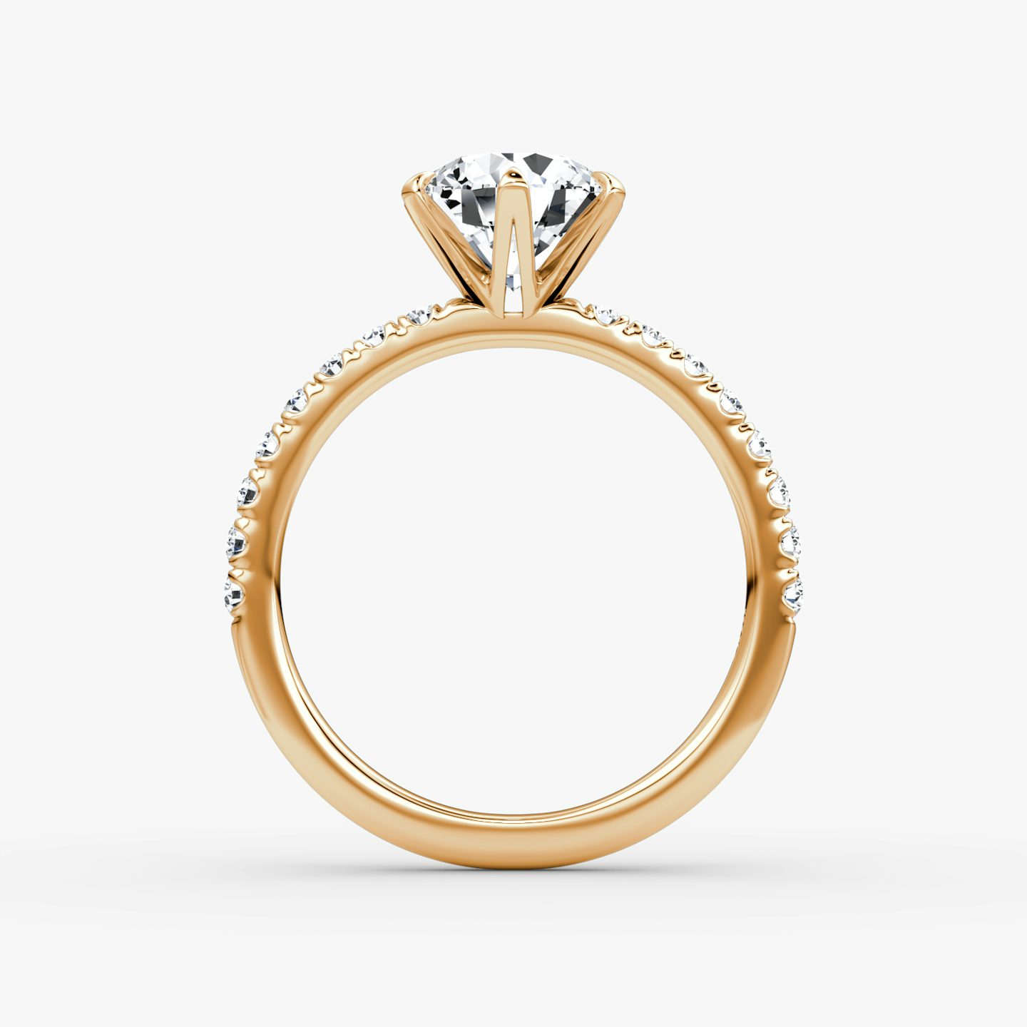 The V | Round Brilliant | 14k | Rose Gold | bandAccent: Pavé | caratWeight: other | diamondOrientation: vertical
