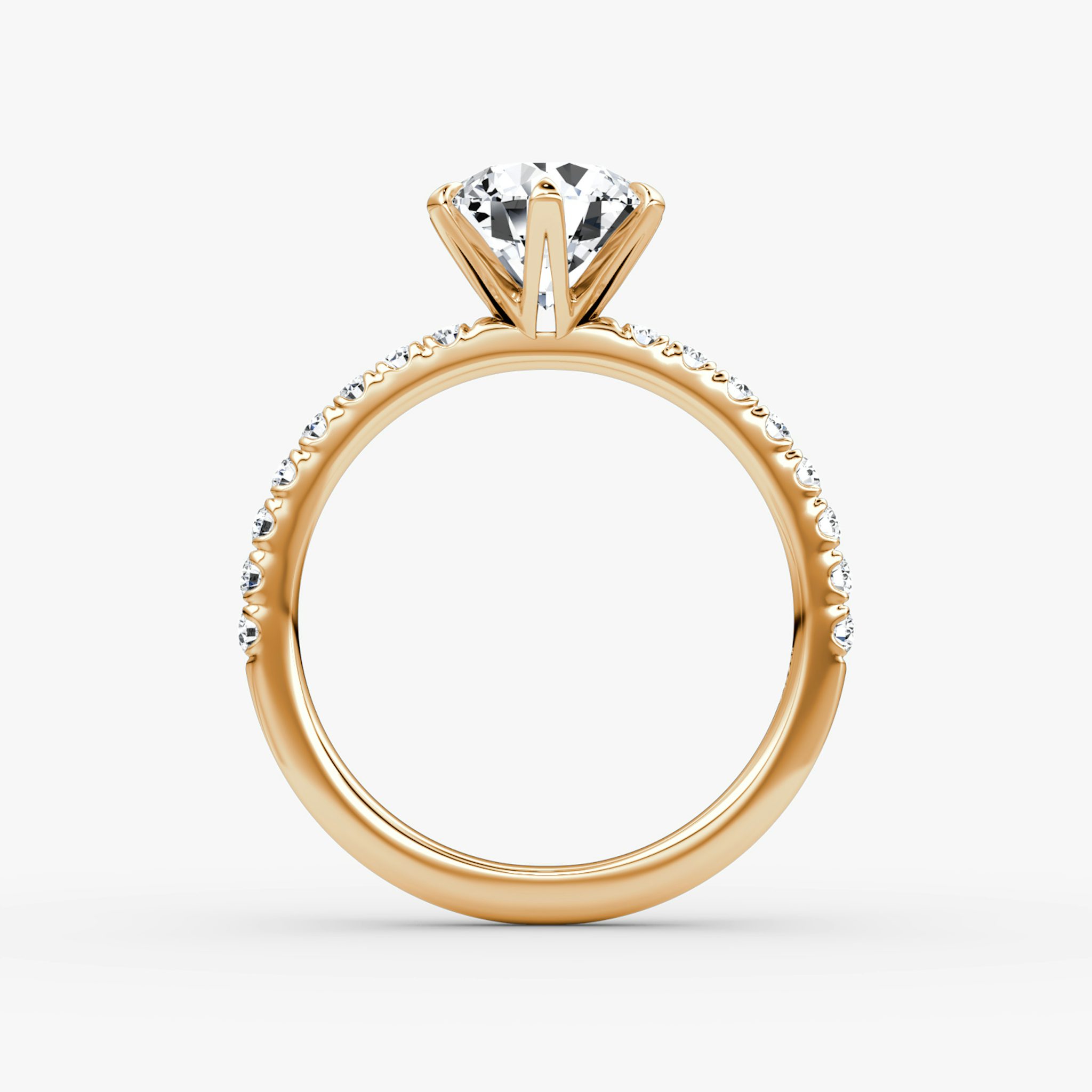 The V | Round Brilliant | 14k | Rose Gold | bandAccent: Pavé | caratWeight: other | diamondOrientation: vertical