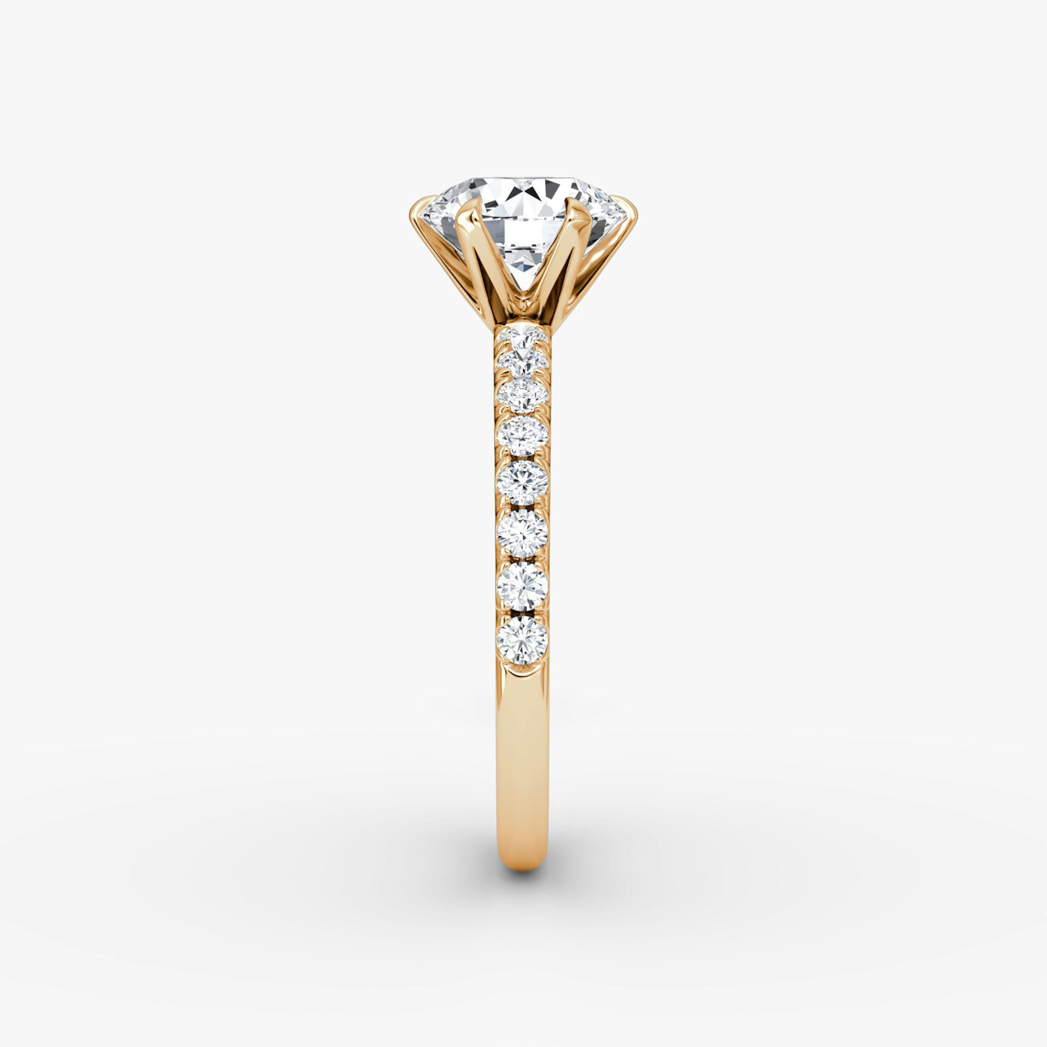 The V | Round Brilliant | 14k | Rose Gold | bandAccent: Pavé | caratWeight: other | diamondOrientation: vertical