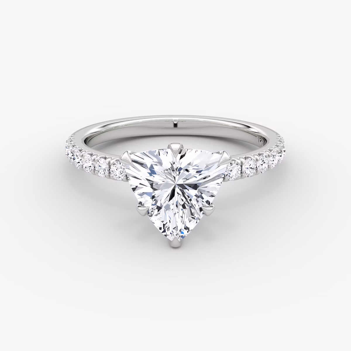 The V | Trillion | 18k | White Gold | bandAccent: Pavé | diamondOrientation: vertical | caratWeight: other