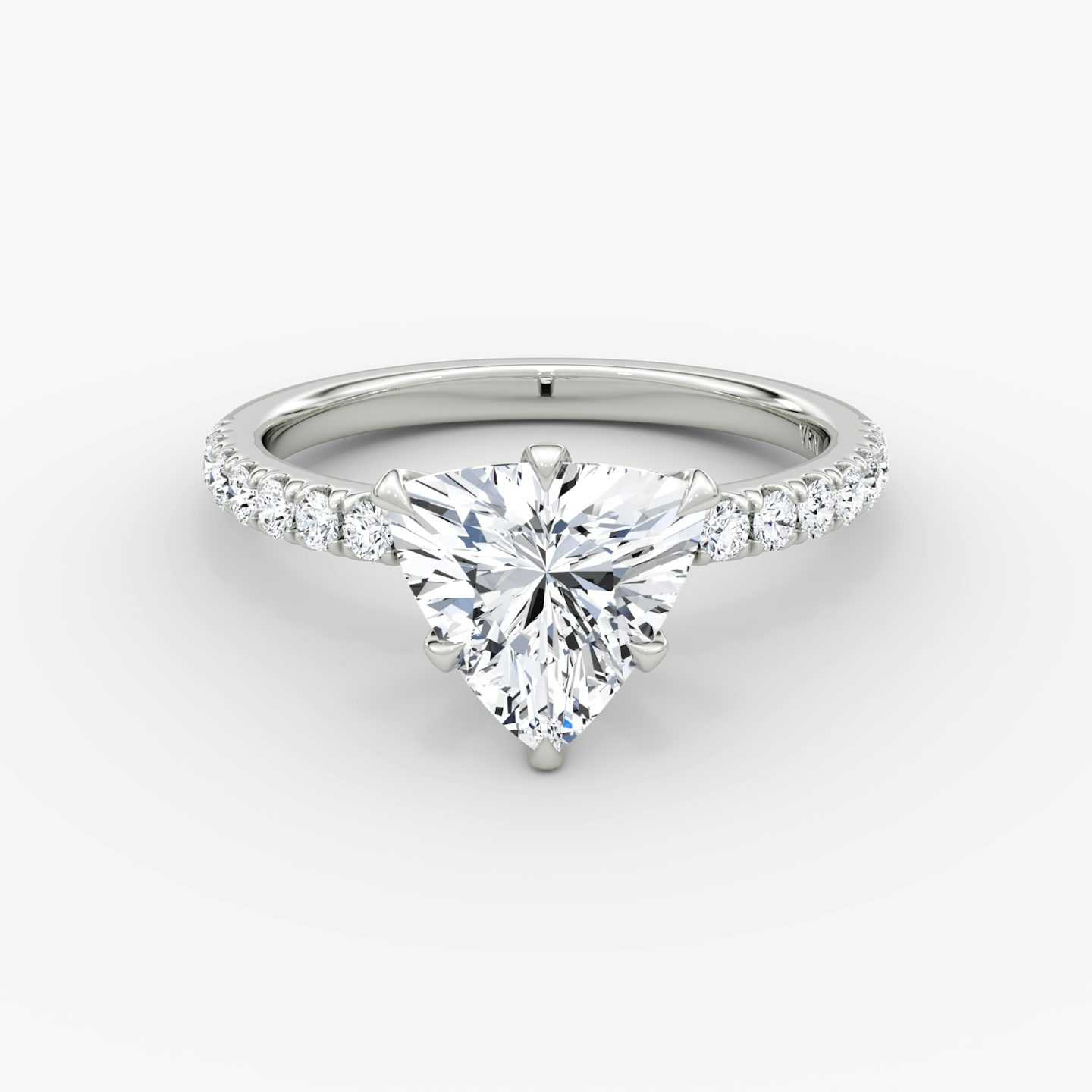 The V | Trillion | 18k | White Gold | bandAccent: Pavé | diamondOrientation: vertical | caratWeight: other