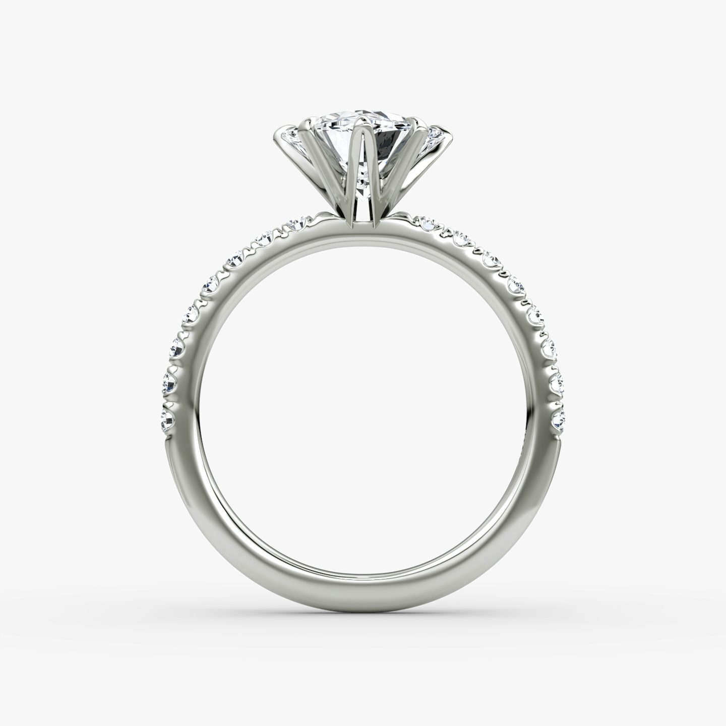 The V | Trillion | 18k | White Gold | bandAccent: Pavé | diamondOrientation: vertical | caratWeight: other