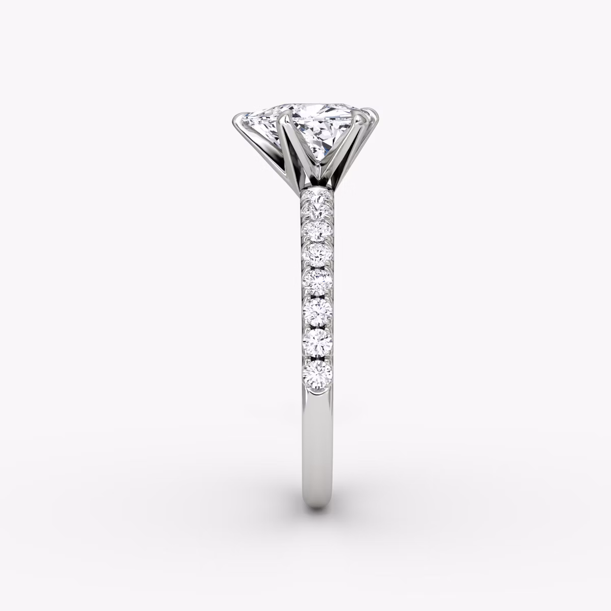 The V | Trillion | 18k | White Gold | bandAccent: Pavé | diamondOrientation: vertical | caratWeight: other