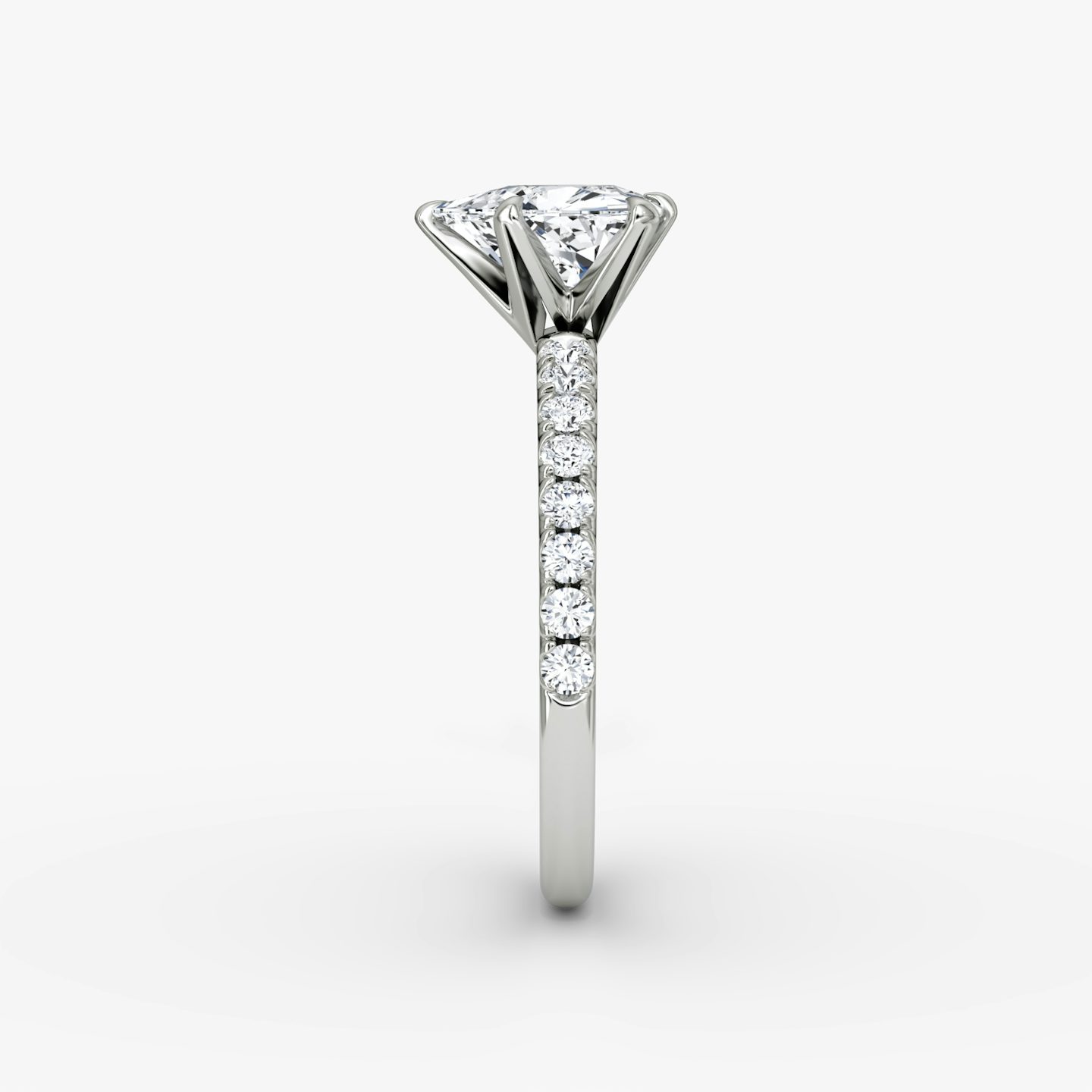 The V | Trillion | 18k | White Gold | bandAccent: Pavé | diamondOrientation: vertical | caratWeight: other