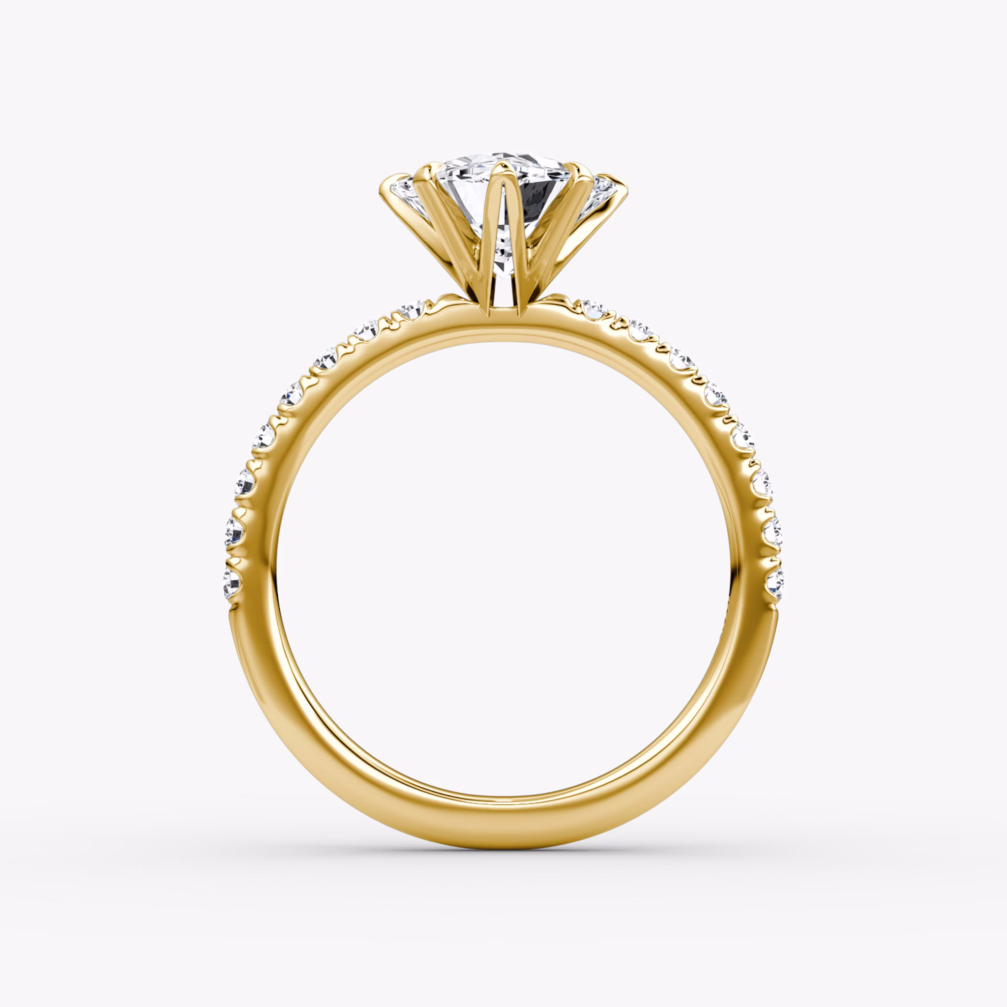 The V | Trillion | 18k | Yellow Gold | bandAccent: Pavé | diamondOrientation: vertical | caratWeight: other