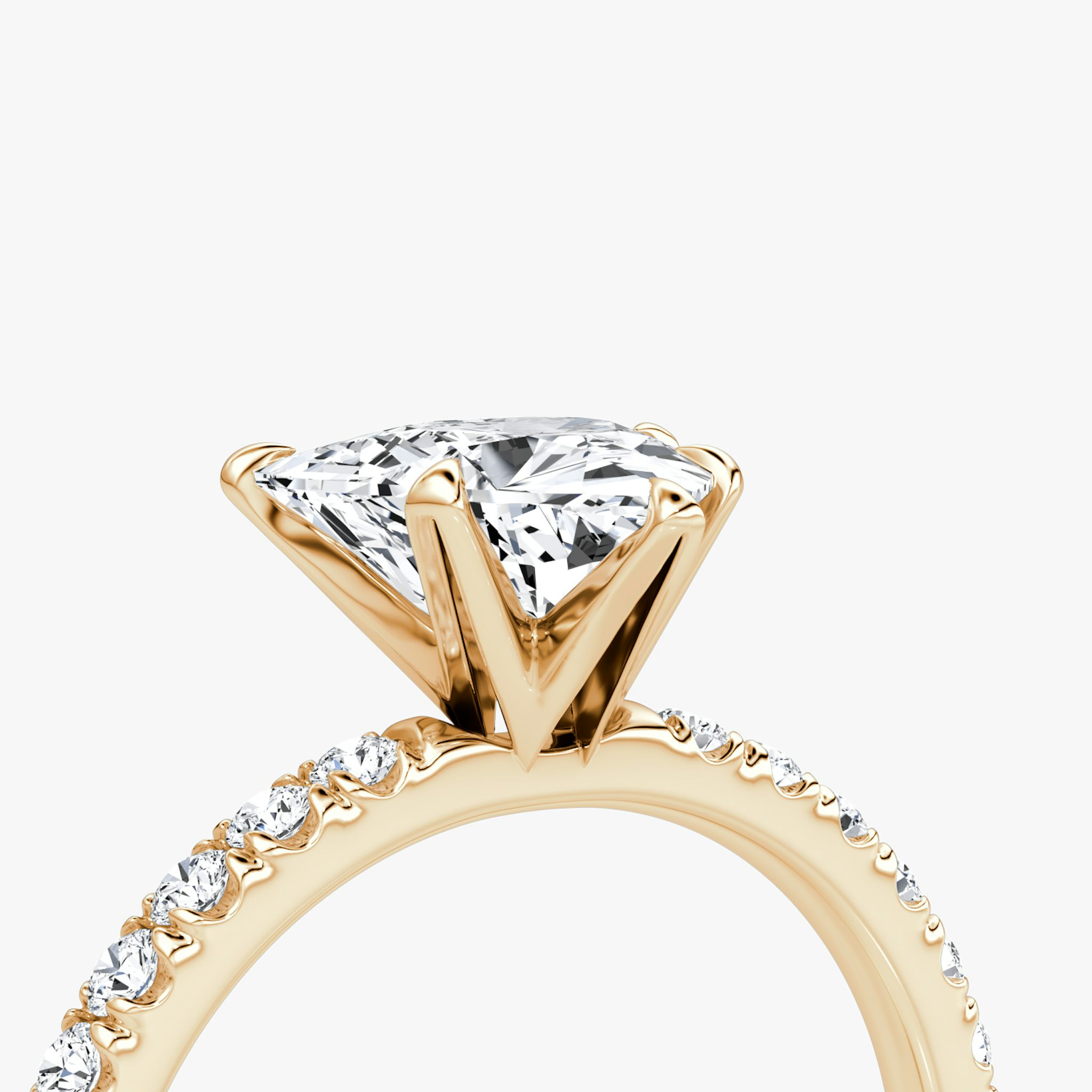 The V | Trillion | 14k | Rose Gold | bandAccent: Pavé | diamondOrientation: vertical | caratWeight: other