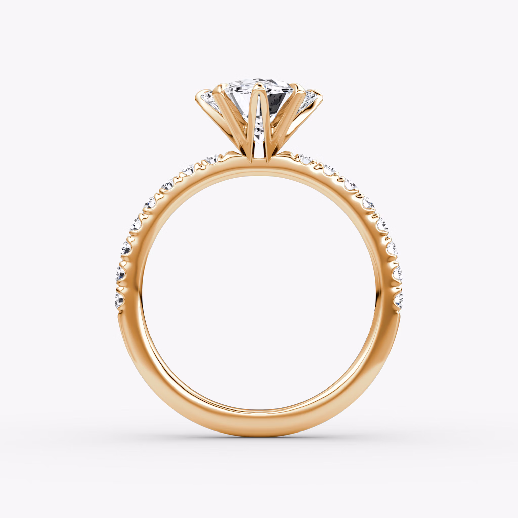 The V | Trillion | 14k | Rose Gold | bandAccent: Pavé | diamondOrientation: vertical | caratWeight: other