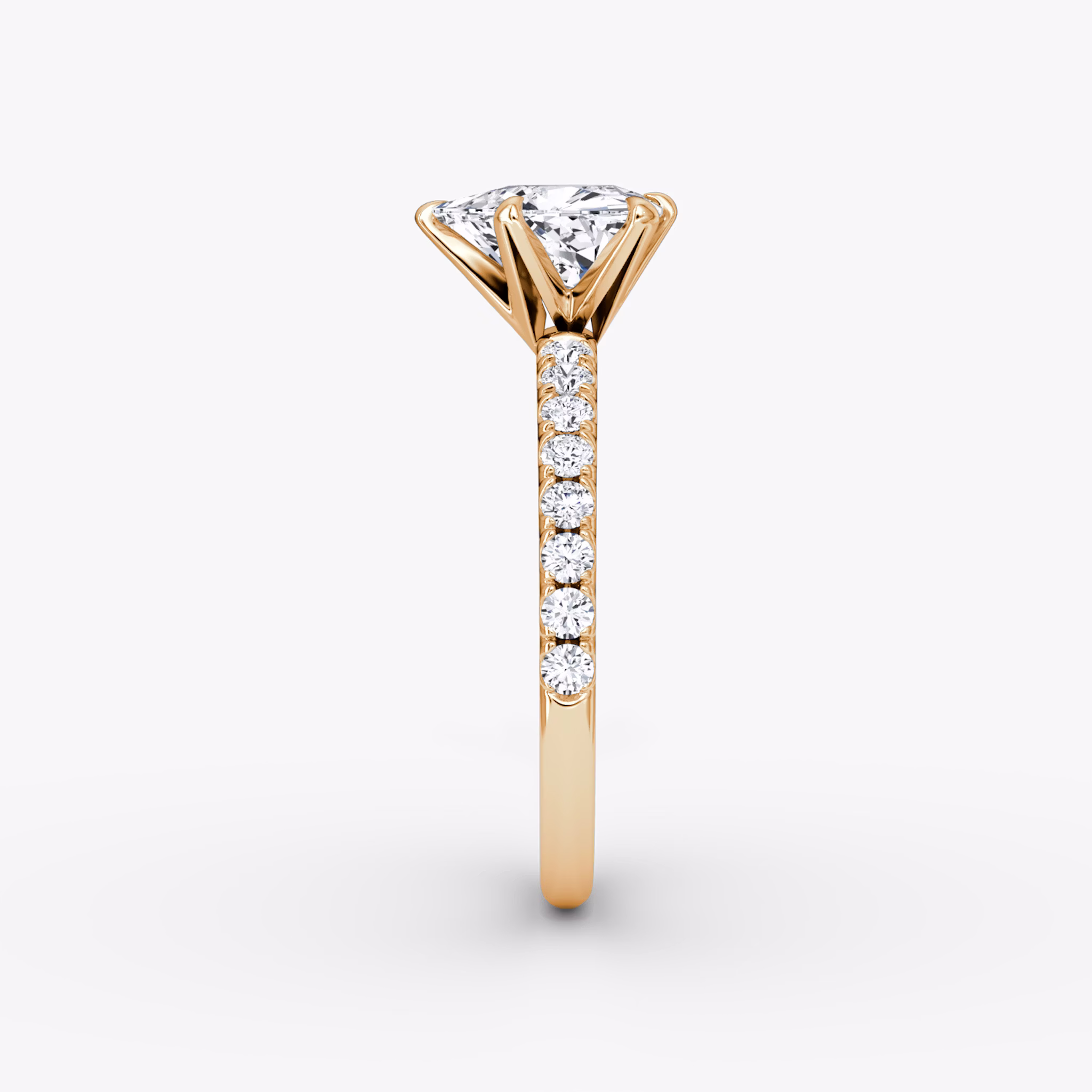 The V | Trillion | 14k | Rose Gold | bandAccent: Pavé | diamondOrientation: vertical | caratWeight: other