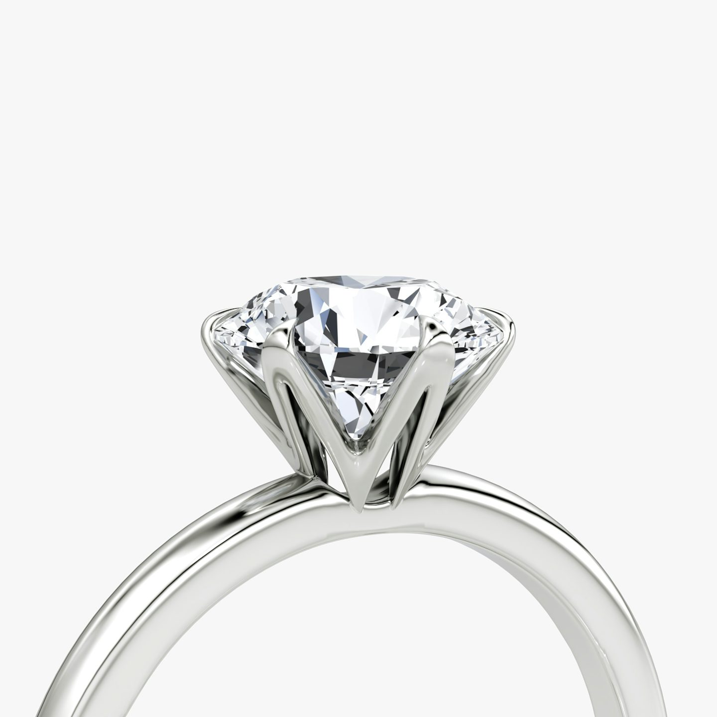 The V | Round Brilliant | Platinum | bandAccent: Plain | caratWeight: 1.5ct | diamondOrientation: vertical