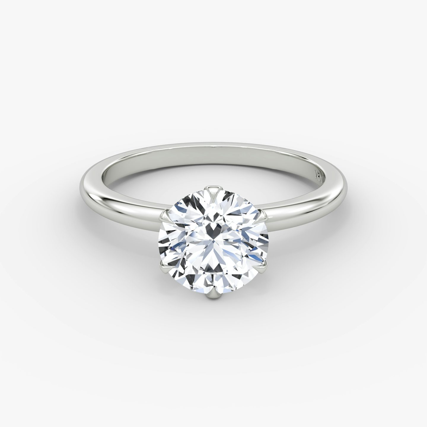 The V | Round Brilliant | Platinum | bandAccent: Plain | caratWeight: 1.5ct | diamondOrientation: vertical