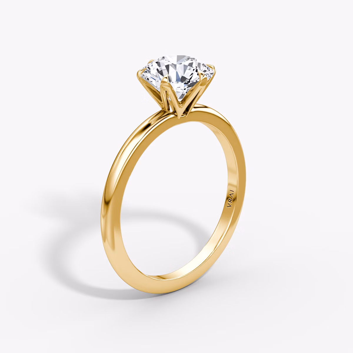 The V | Round Brilliant | 18k | Yellow Gold | bandAccent: Plain | caratWeight: 2.0ct | diamondOrientation: vertical