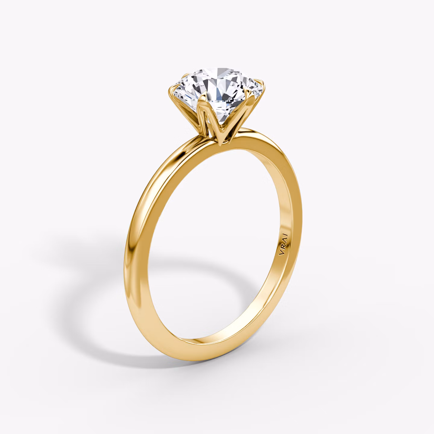 The V | Round Brilliant | 18k | Yellow Gold | bandAccent: Plain | caratWeight: 1.0ct | diamondOrientation: vertical