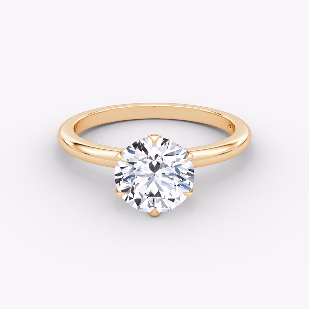 The V | Round Brilliant | 14k | Rose Gold | bandAccent: Plain | caratWeight: 2.0ct | diamondOrientation: vertical