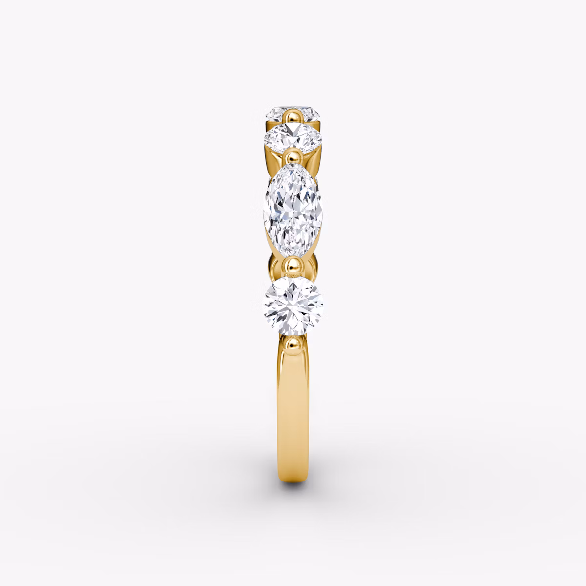 The Mixed Shape Single Shared Prong Band | round-brilliant+marquise | 18k | Yellow Gold