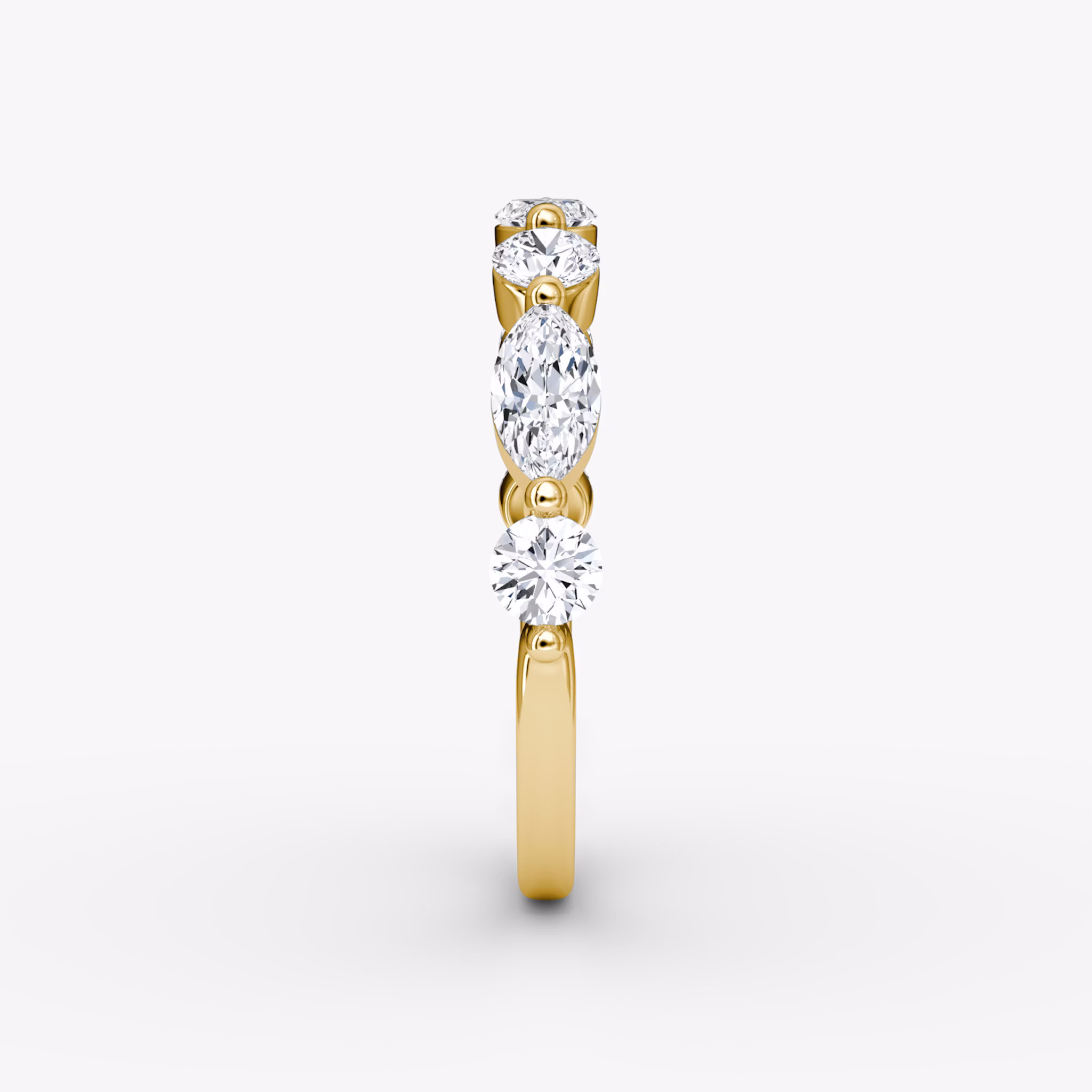 The Mixed Shape Single Shared Prong Band | round-brilliant+marquise | 18k | Yellow Gold