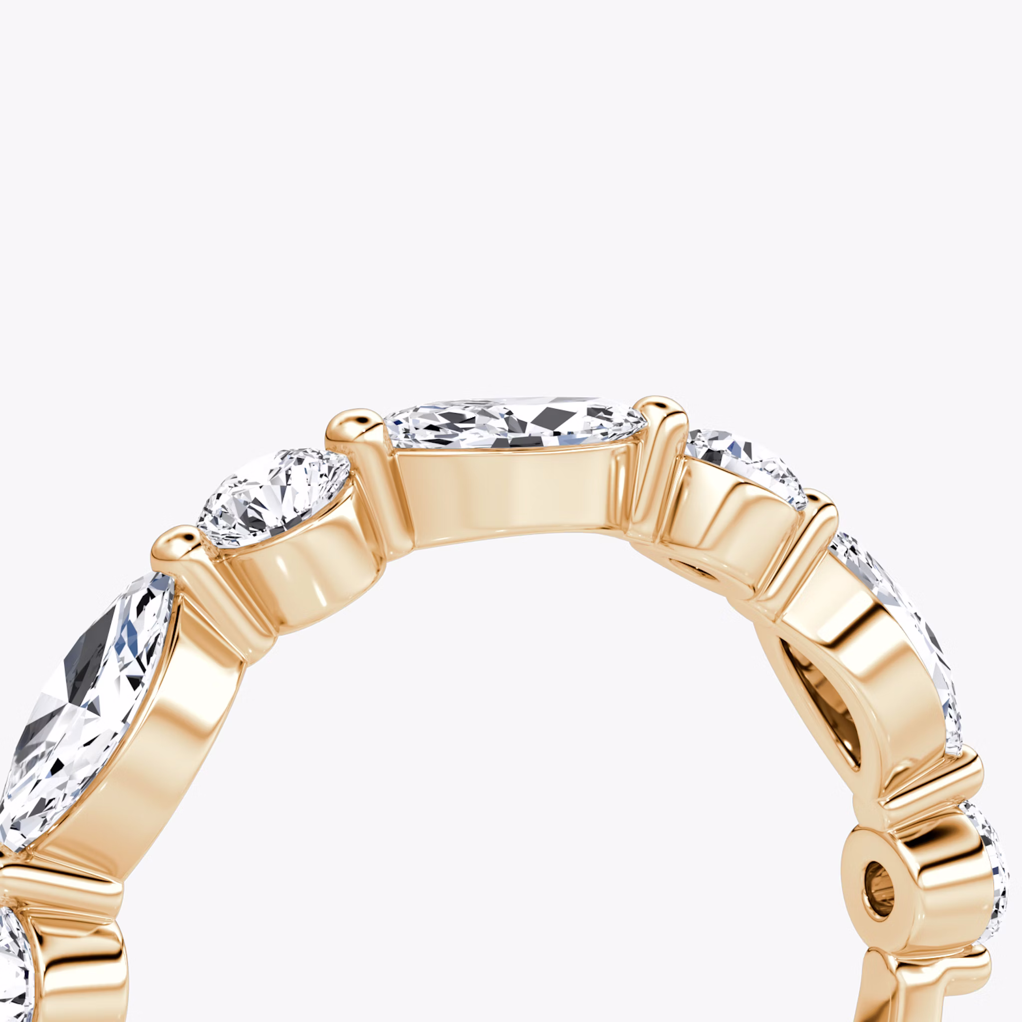 The Mixed Shape Single Shared Prong Band | round-brilliant+marquise | 14k | Rose Gold